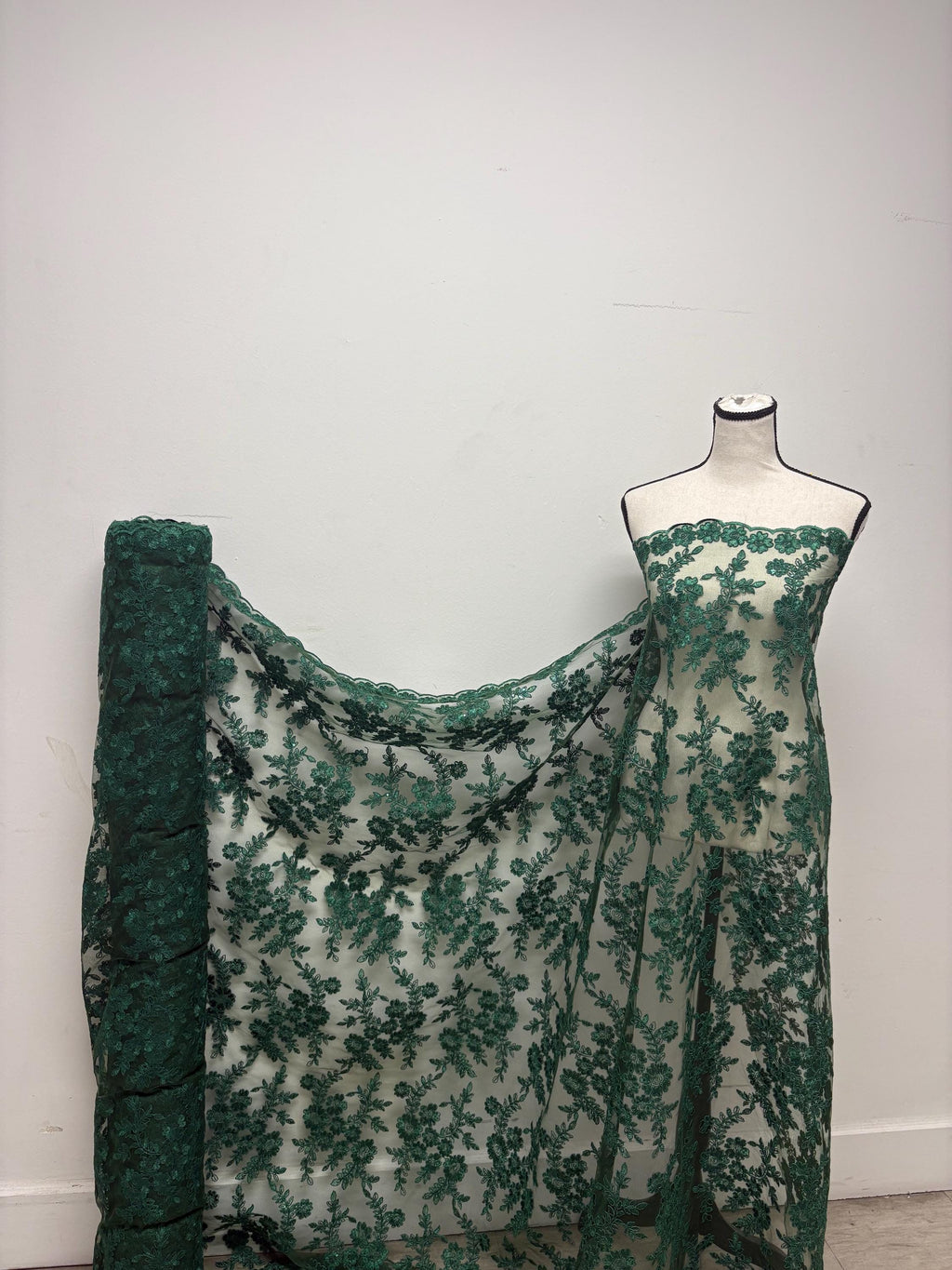 Lace fabric - Hunter Green - 49" Width - Design: Bloom 6
