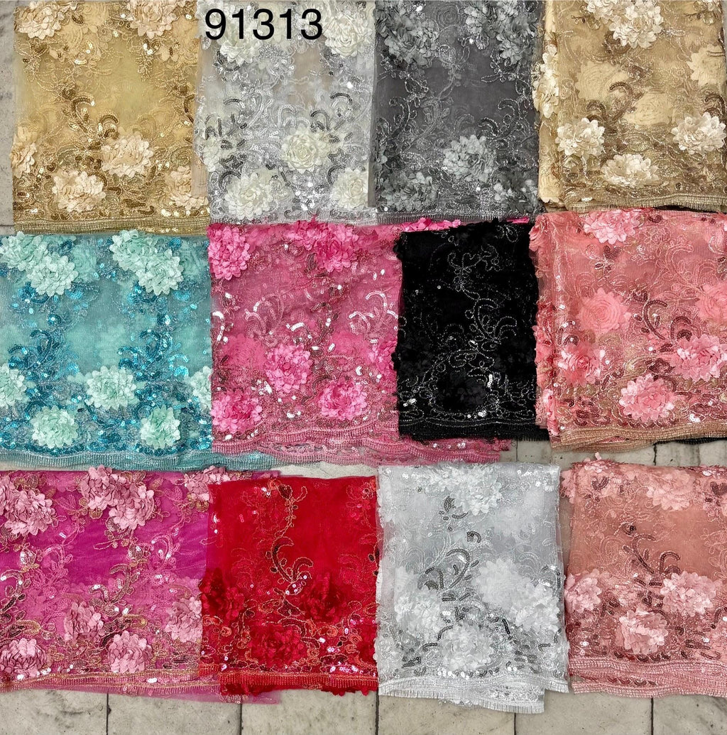 3D Lace Fabric - multi colors - 50" Width - Design 91313