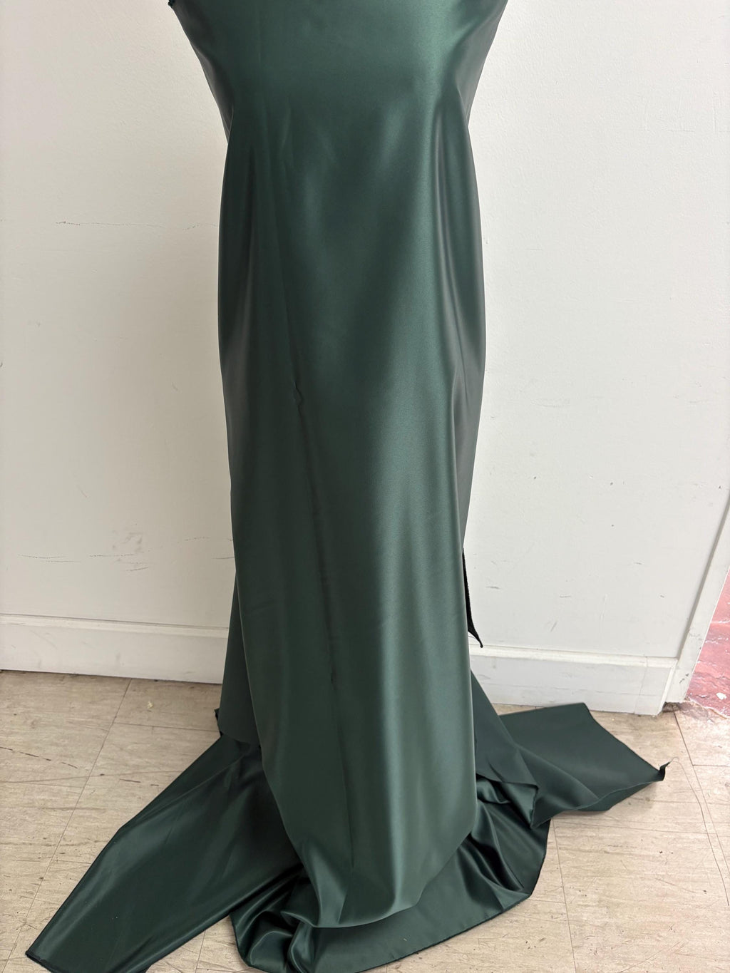 2.75 Yards Dull Bridal satin fabric - Hunter Green - 58" Width