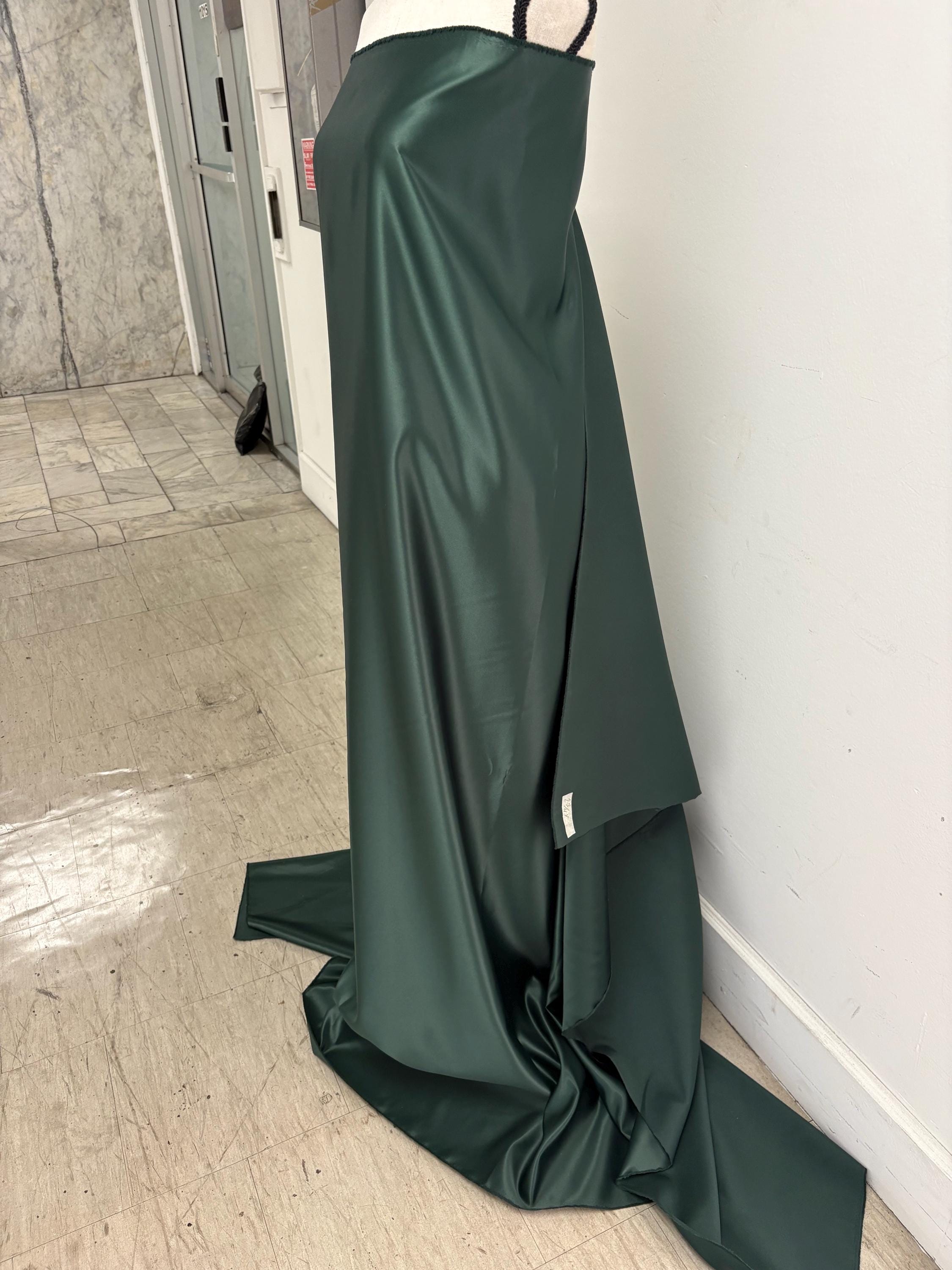 2.75 Yards Dull Bridal satin fabric - Hunter Green - 58" Width
