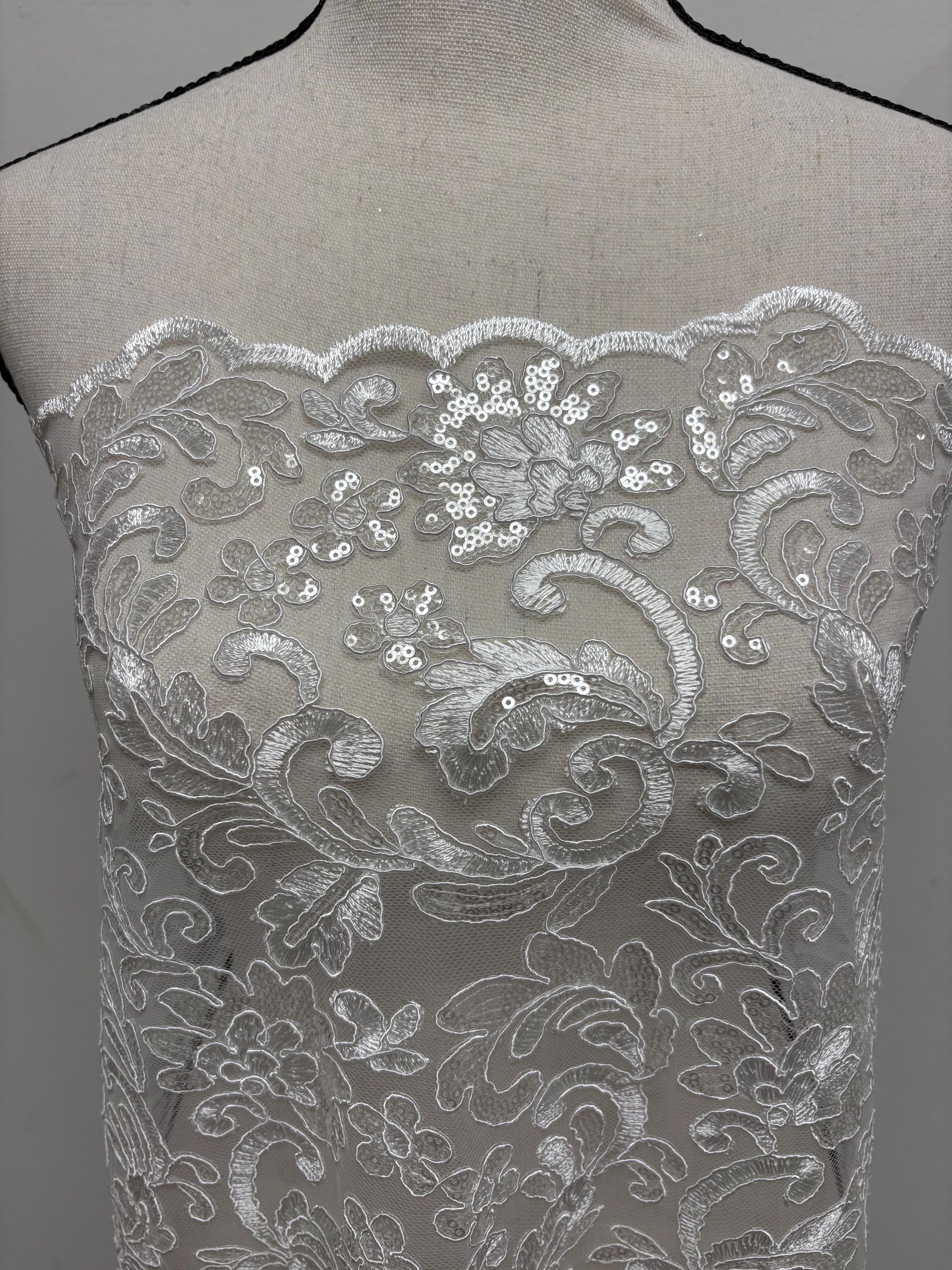 Lace fabric - White - 49" Width - Design: 5386 BNG