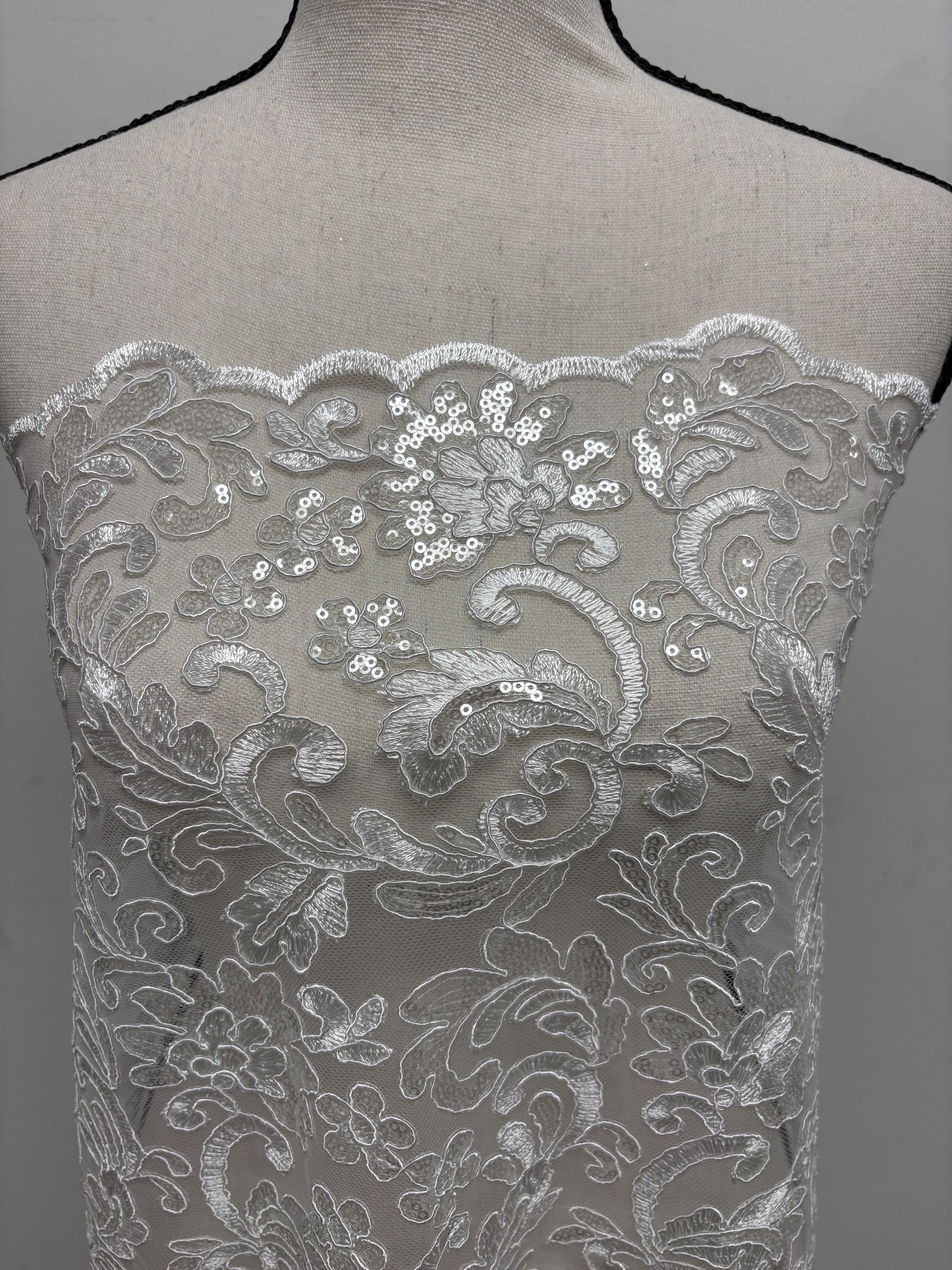 Lace fabric - White - 49" Width - Design: 5386 BNG