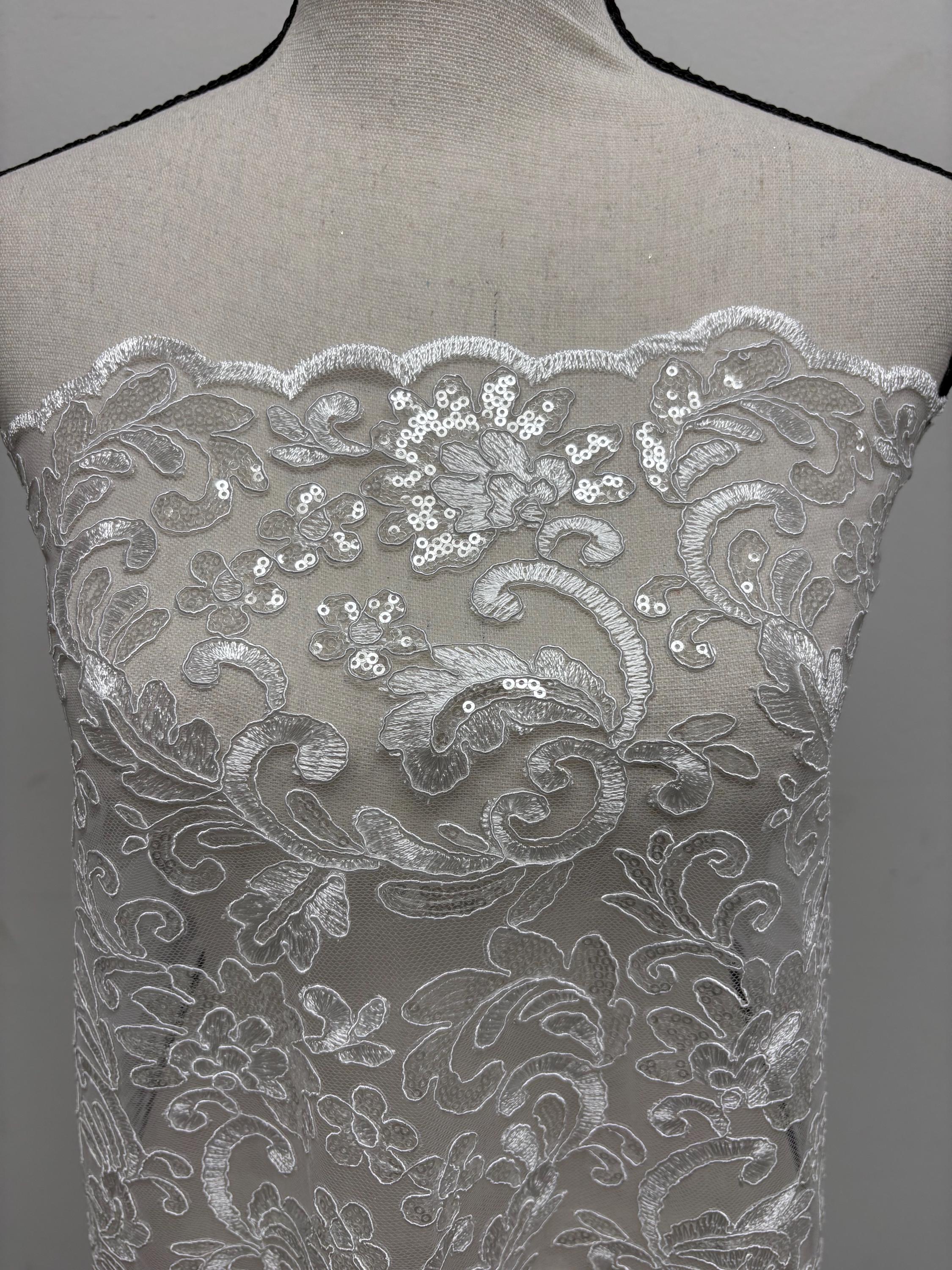 Lace fabric - White - 49" Width - Design: 5386 BNG
