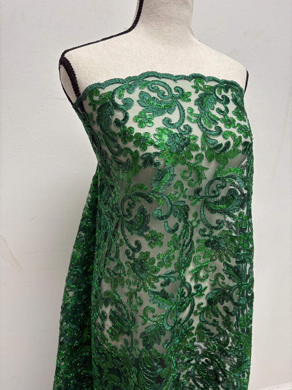 Lace fabric - Hunter Green - 49" Width - Design: 5386 BNG