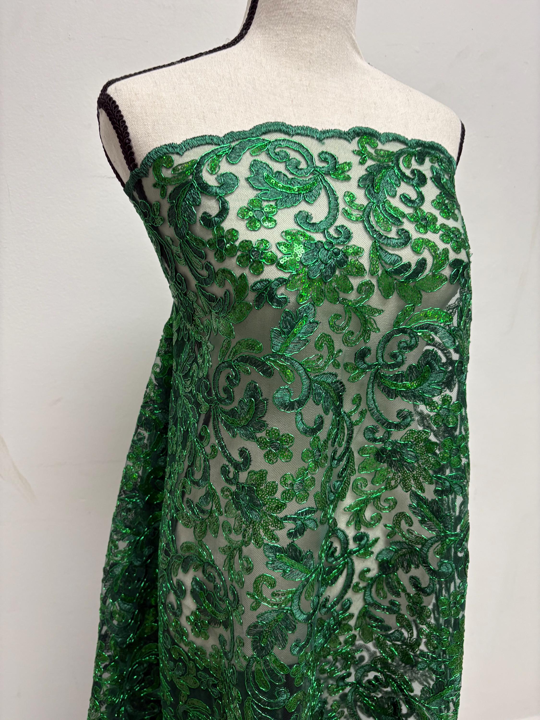 Lace fabric - Hunter Green - 49" Width - Design: 5386 BNG