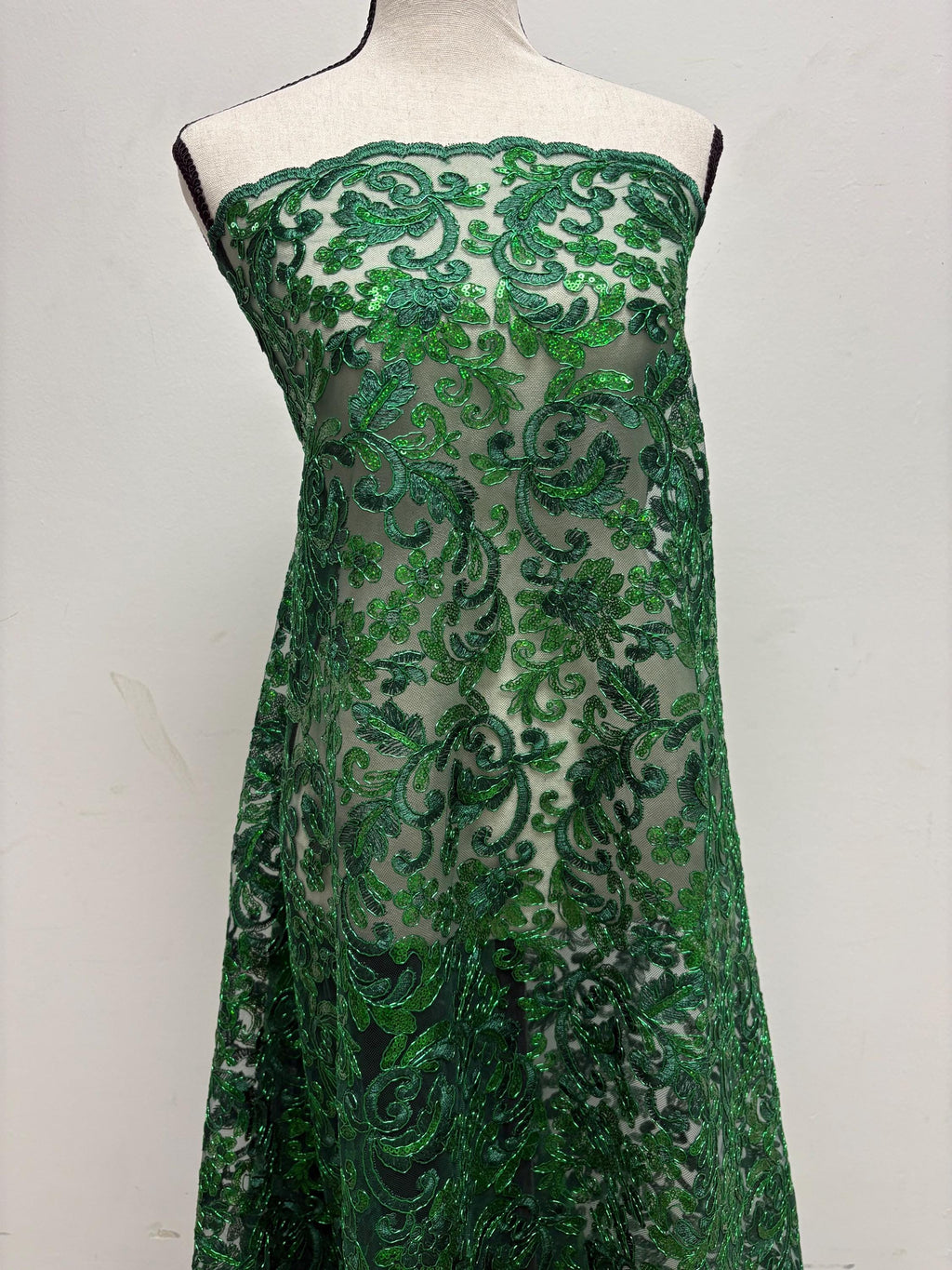 Lace fabric - Hunter Green - 49" Width - Design: 5386 BNG