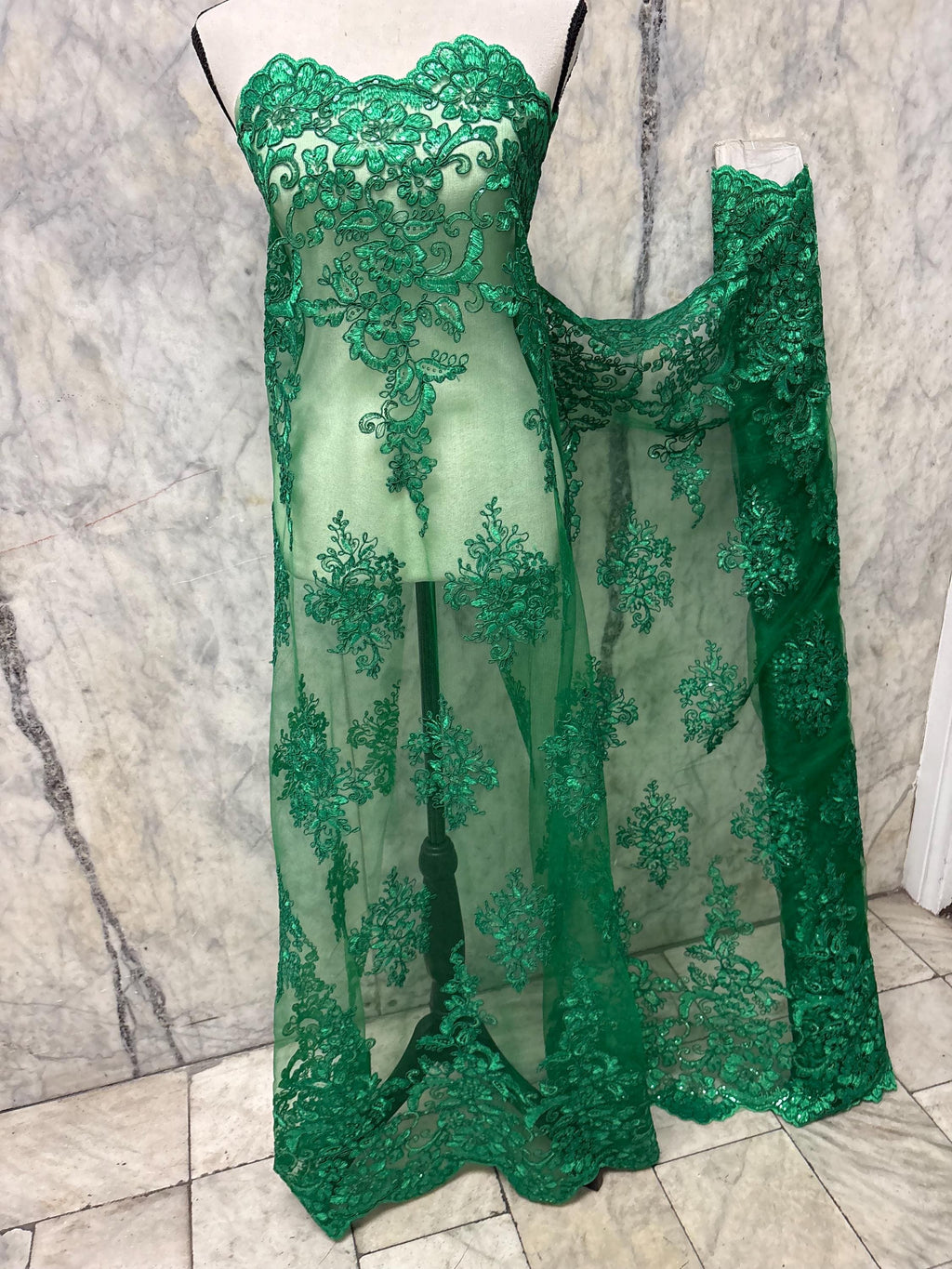 Lace fabric - Kelly Green- 49/50" Width - Design US50