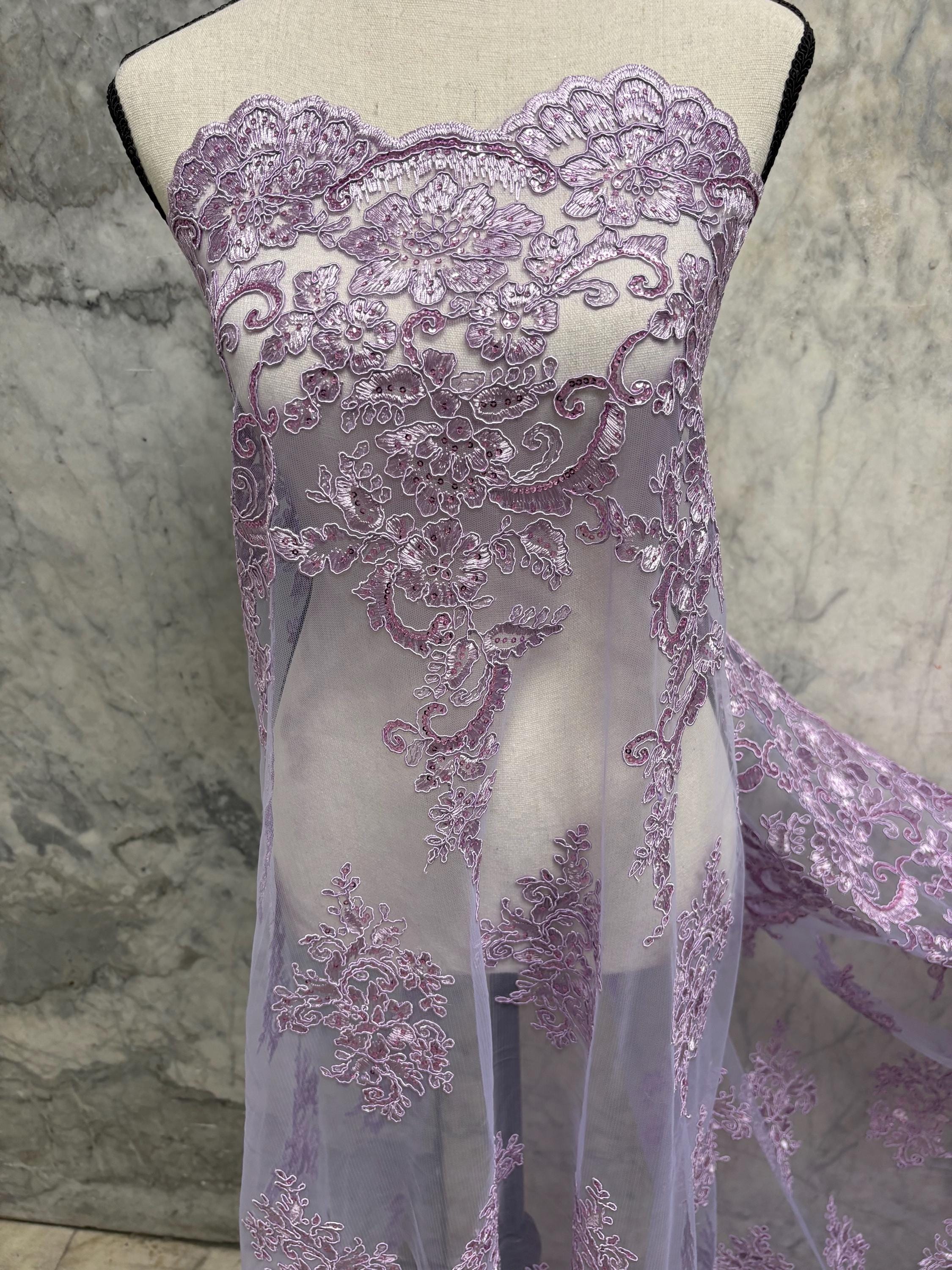 Bridal Lace Fabric - Lilac - 49/50" Width - Design US50