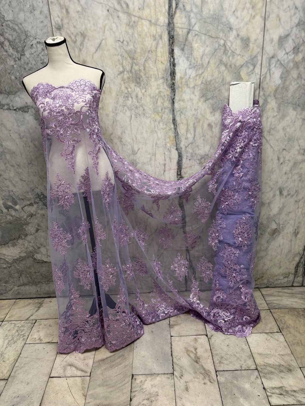 Bridal Lace Fabric - Lilac - 49/50" Width - Design US50