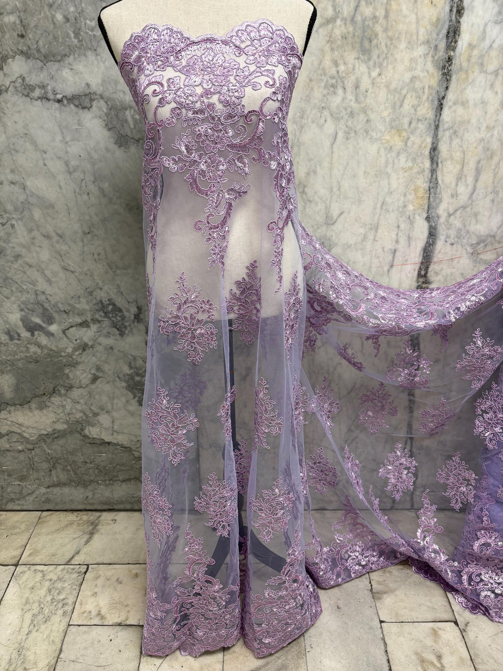 Bridal Lace Fabric - Lilac - 49/50" Width - Design US50