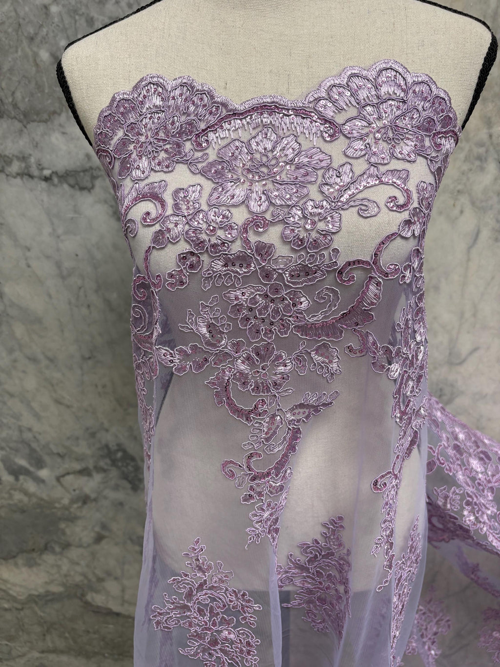 Bridal Lace Fabric - Lilac - 49/50" Width - Design US50
