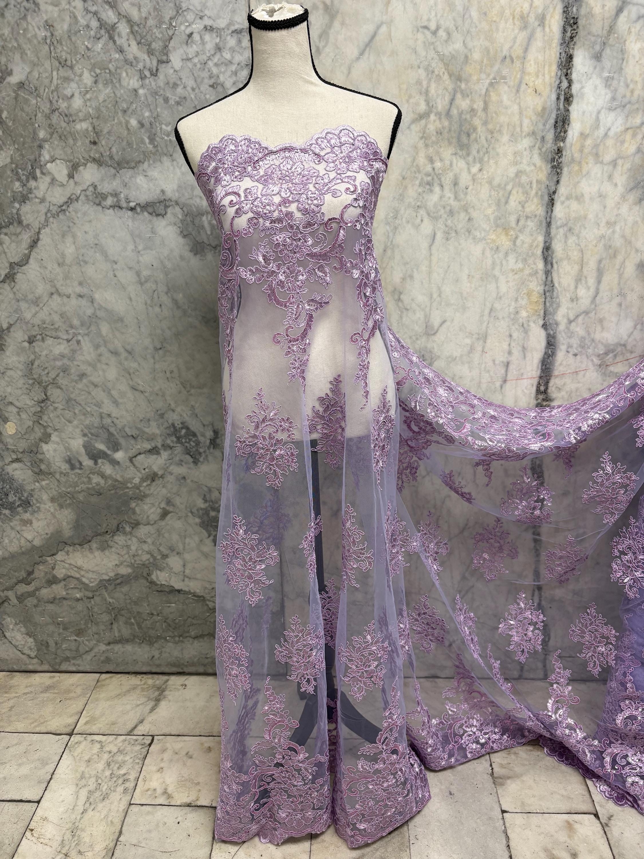 Bridal Lace Fabric - Lilac - 49/50" Width - Design US50