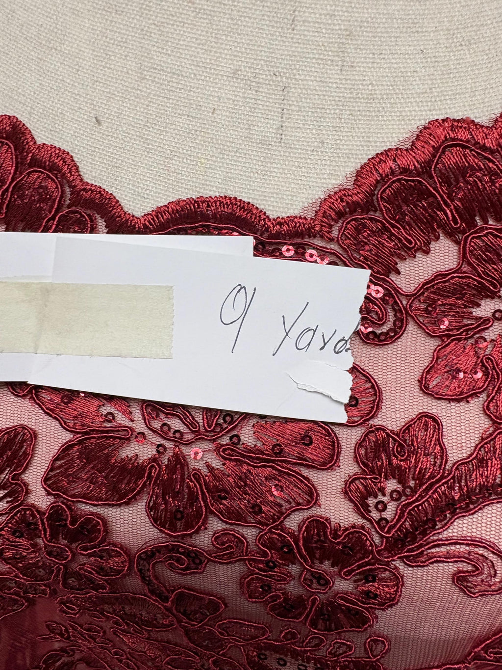 Bridal Lace Fabric - Burgundy - 49/50" Width - Design US50