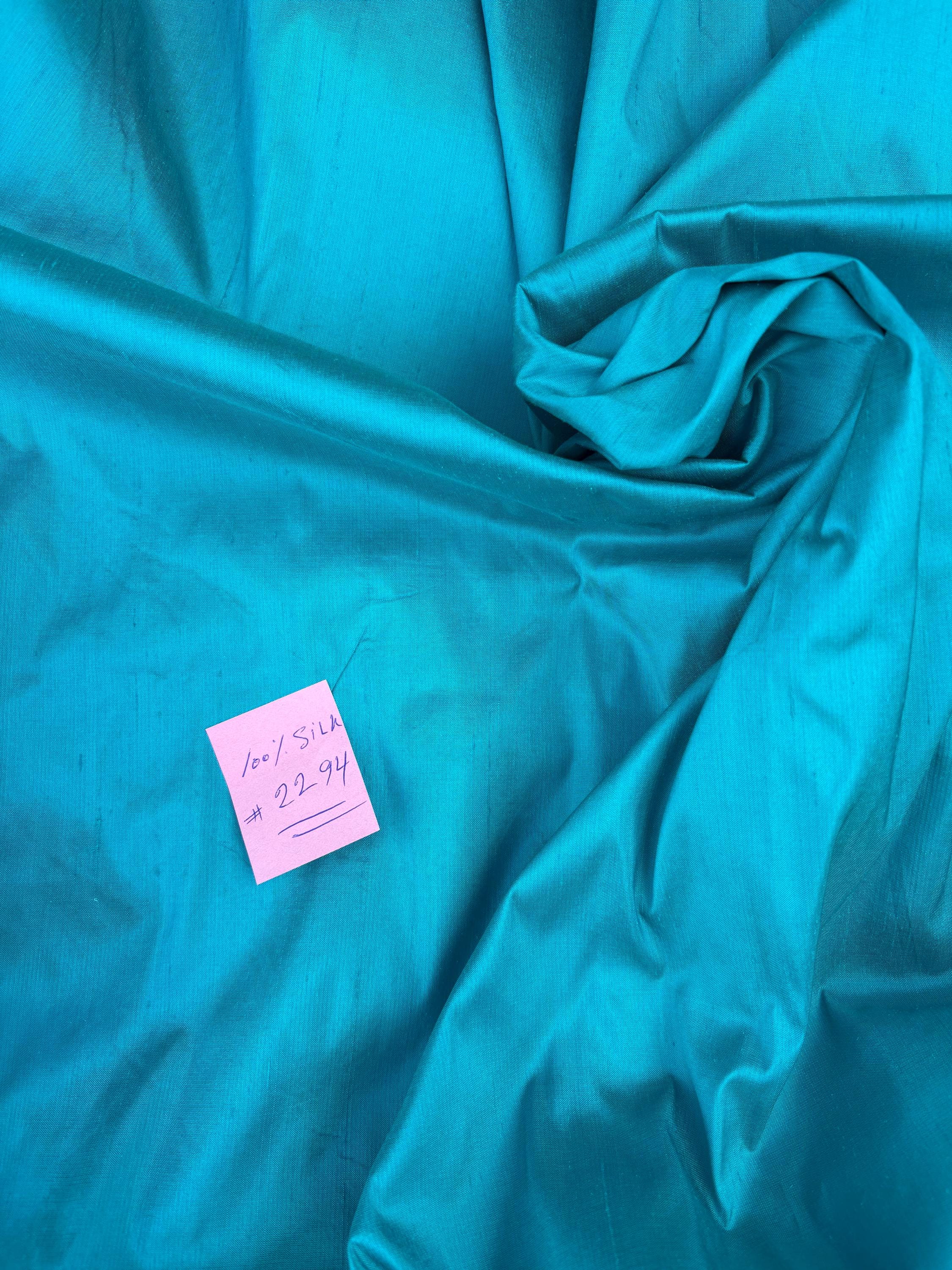 100% silk Taffeta fabric - Turquoise 2294 - 54" width