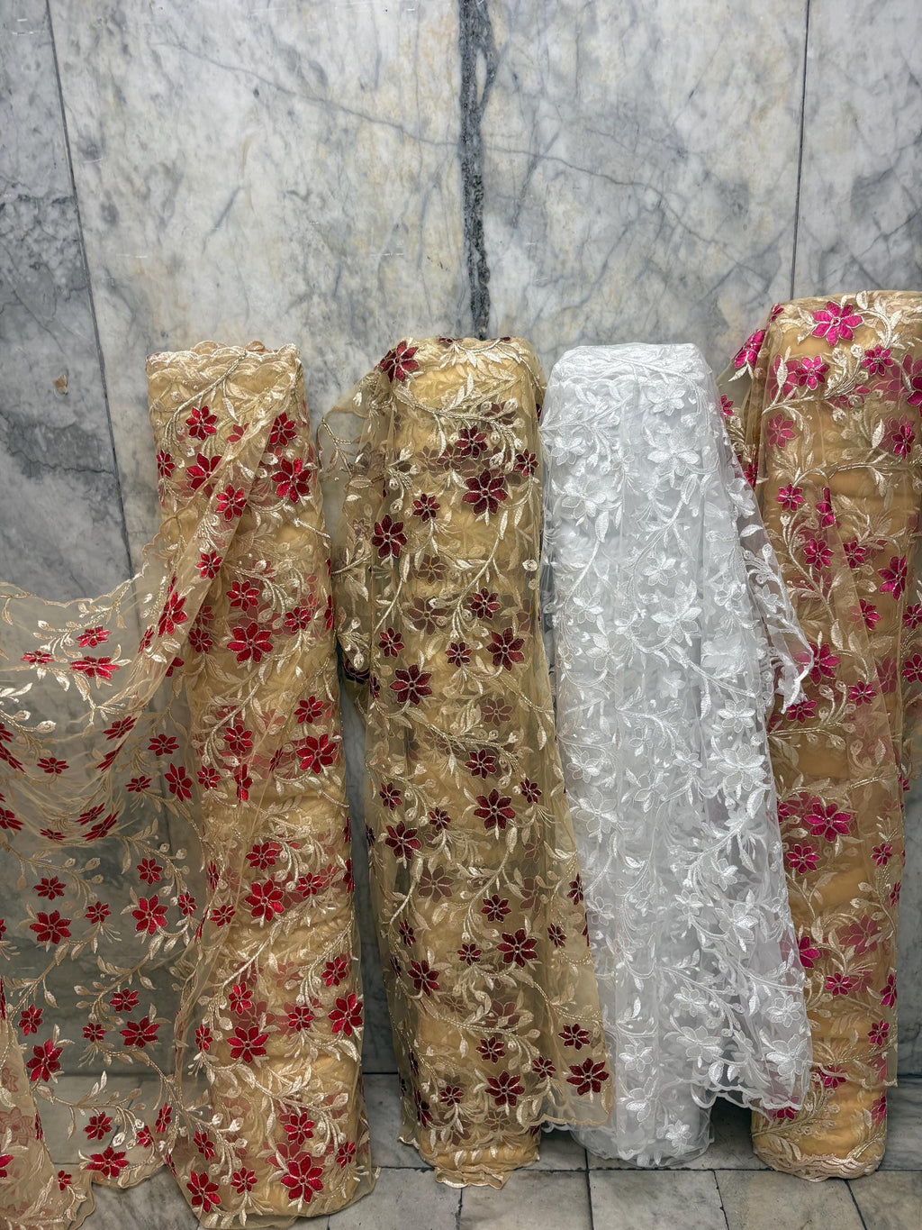 Lace Fabric Floral Embroidery on Mesh fabric - Assorted colors - 49" Width - Design 0455116RO