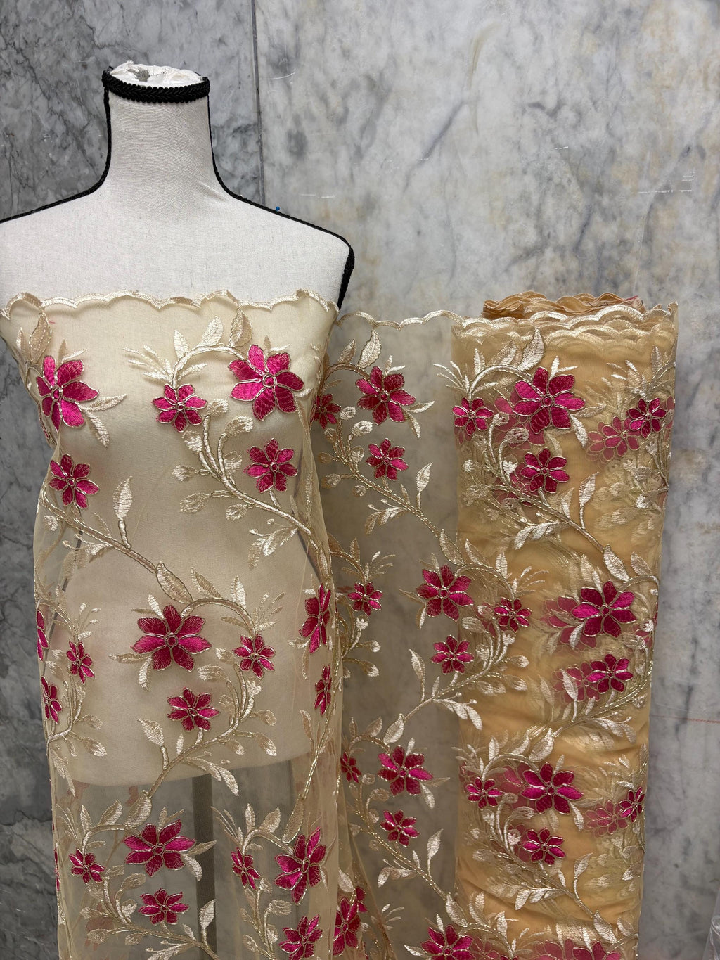 Lace Fabric Floral Embroidery on Mesh fabric - Assorted colors - 49" Width - Design 0455116RO