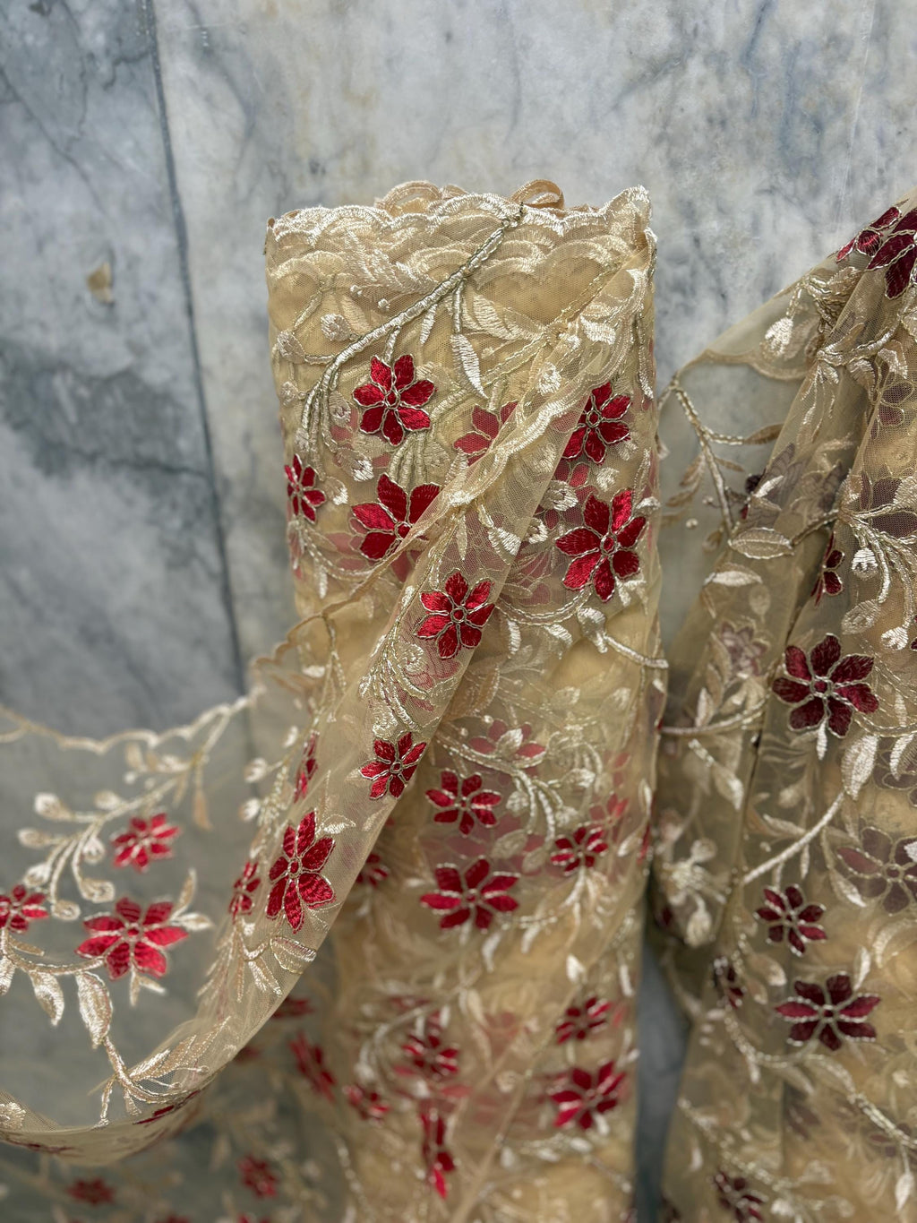 Lace Fabric Floral Embroidery on Mesh fabric - Assorted colors - 49" Width - Design 0455116RO