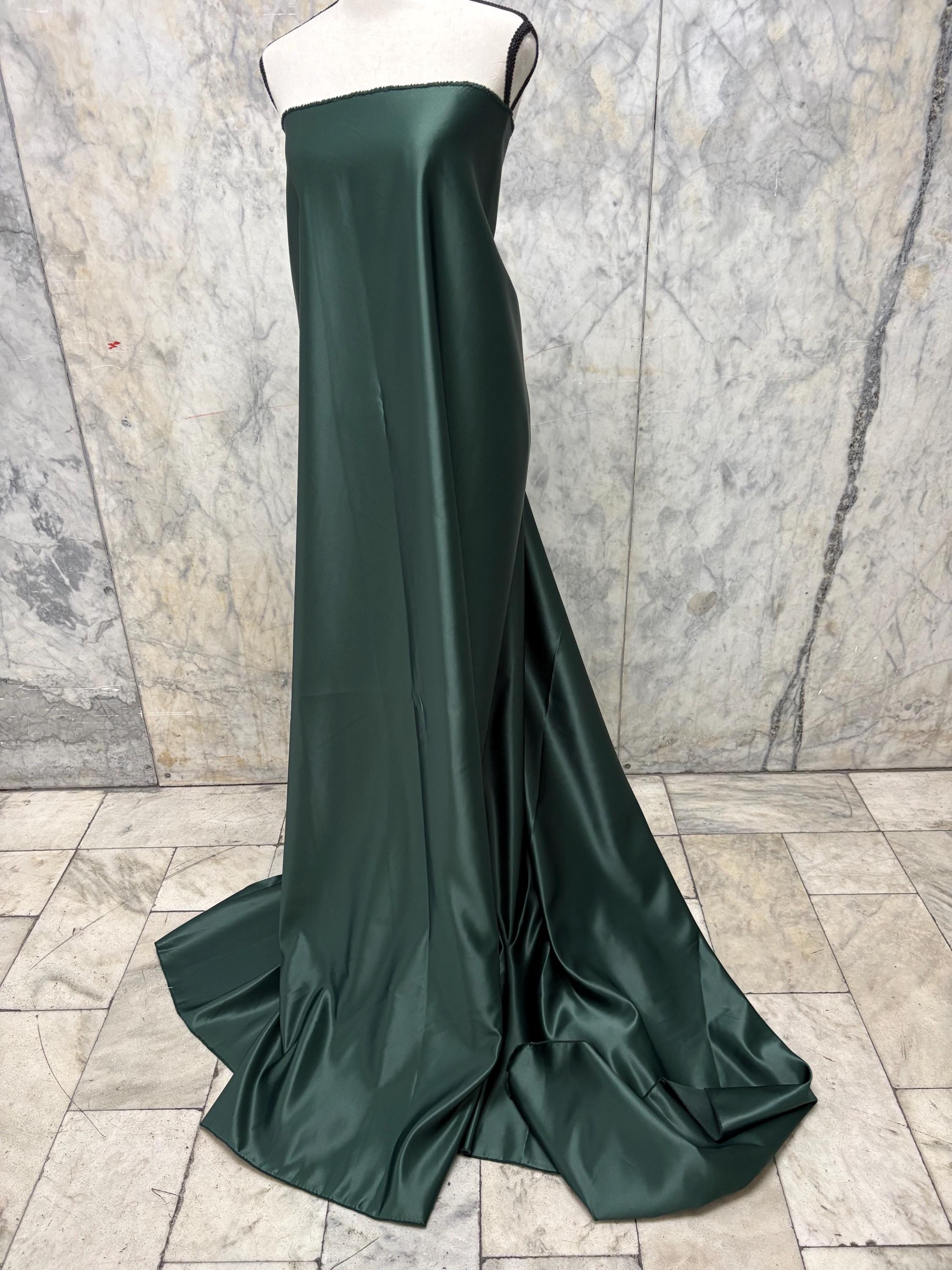 3 Yards Dull Bridal satin fabric - Hunter Green - 58" Width - Ref. 396Nas