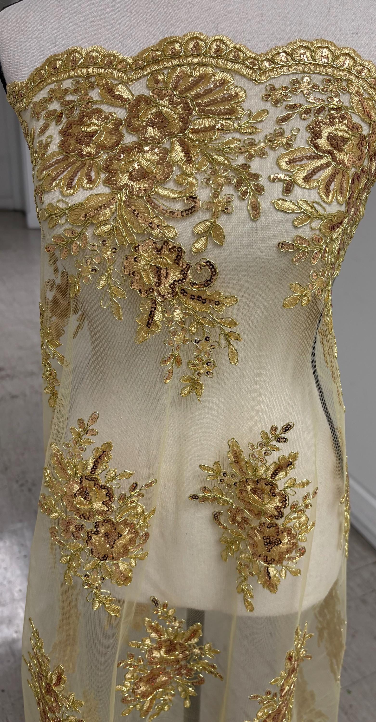 Lace fabric - Gold - 49" Width - Ref. FJ 1298 B