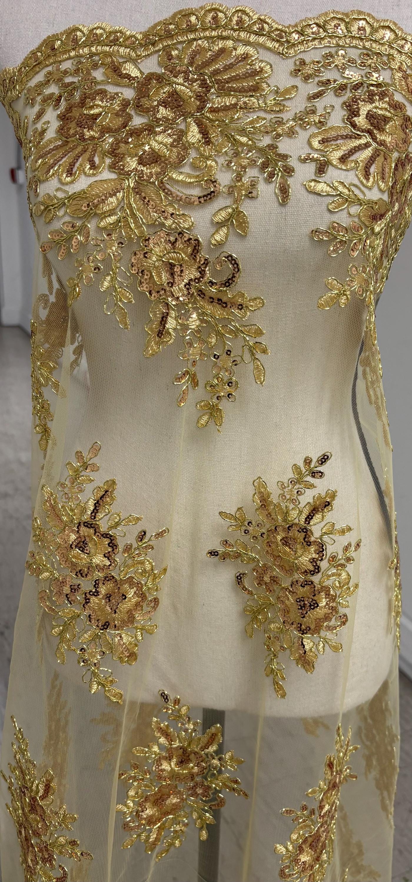 Lace fabric - Gold - 49" Width - Ref. FJ 1298 B