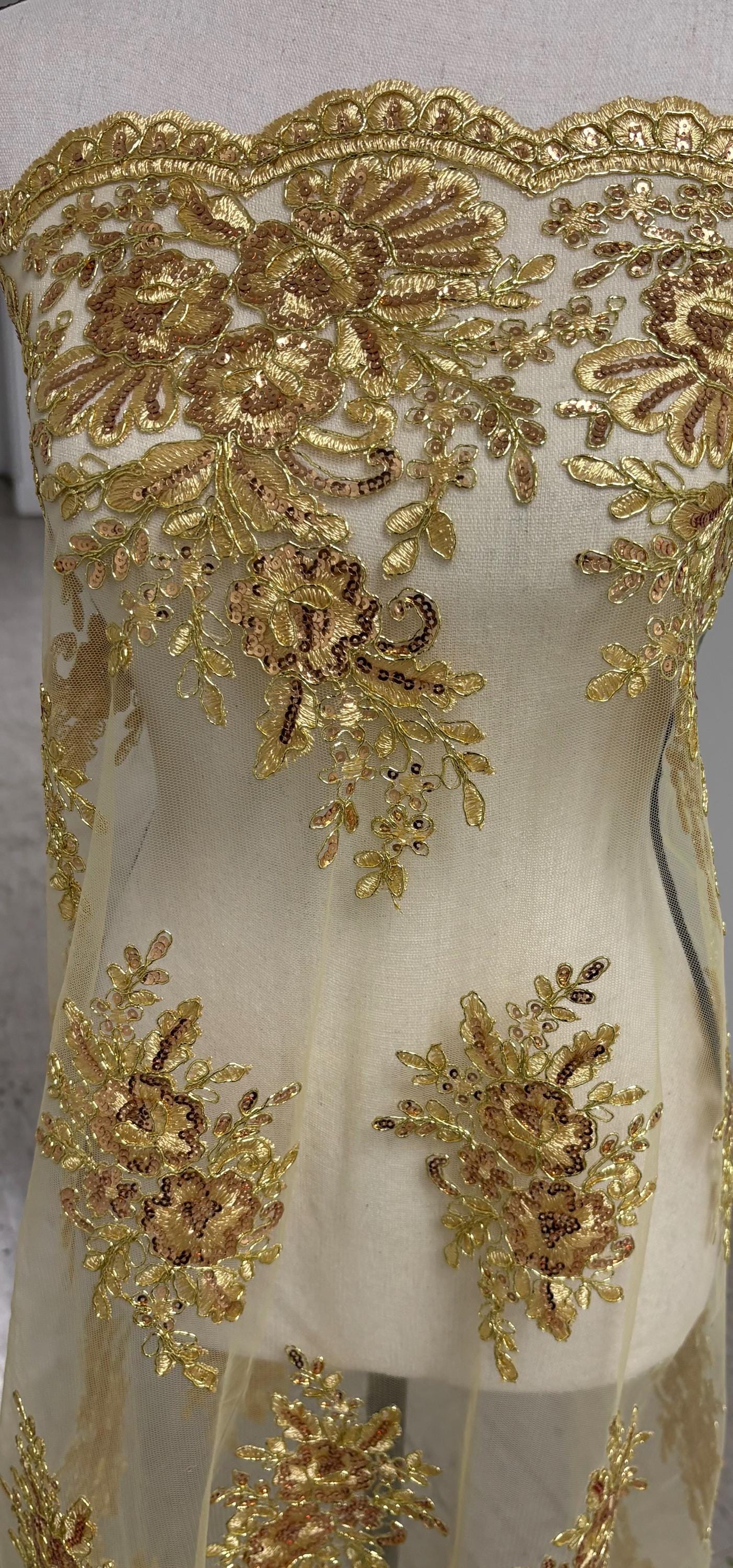 Lace fabric - Gold - 49" Width - Ref. FJ 1298 B