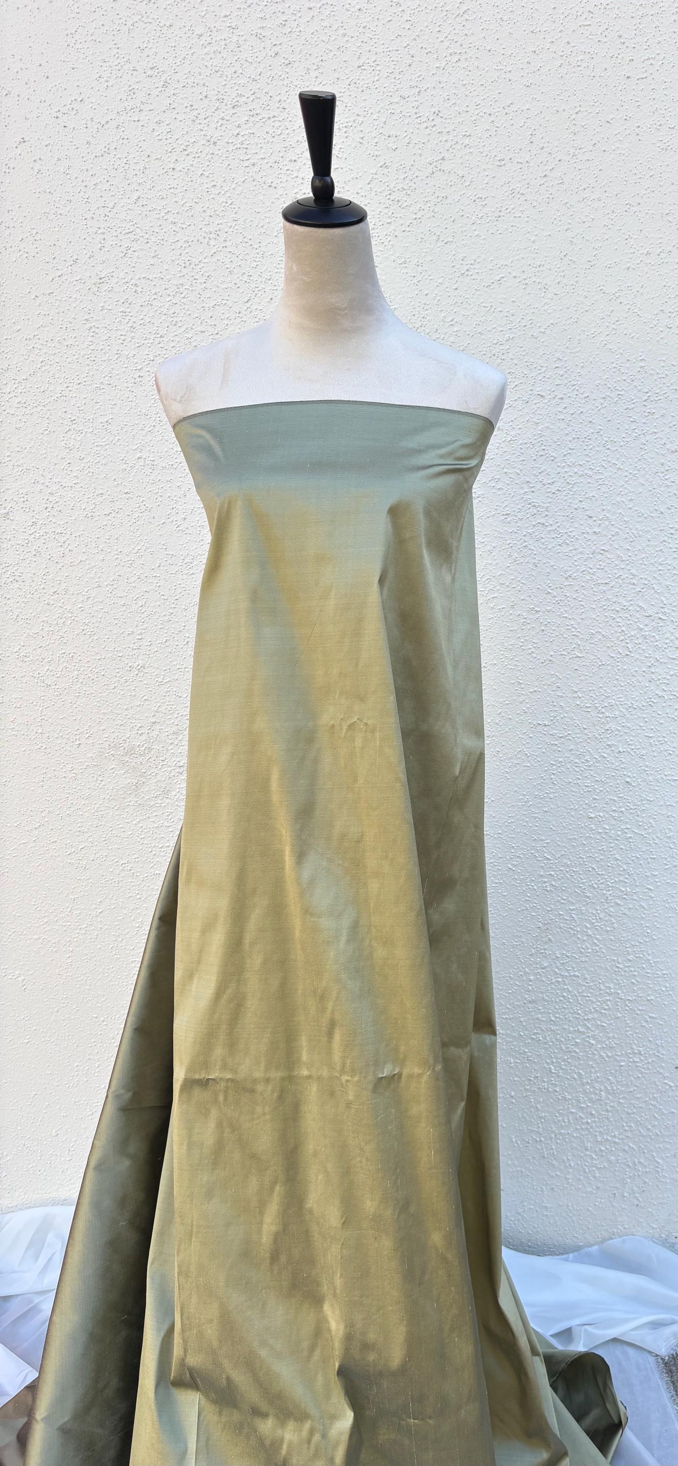 100% silk Dupioni taffeta fabric - Olive - 54" width - Ref 2241