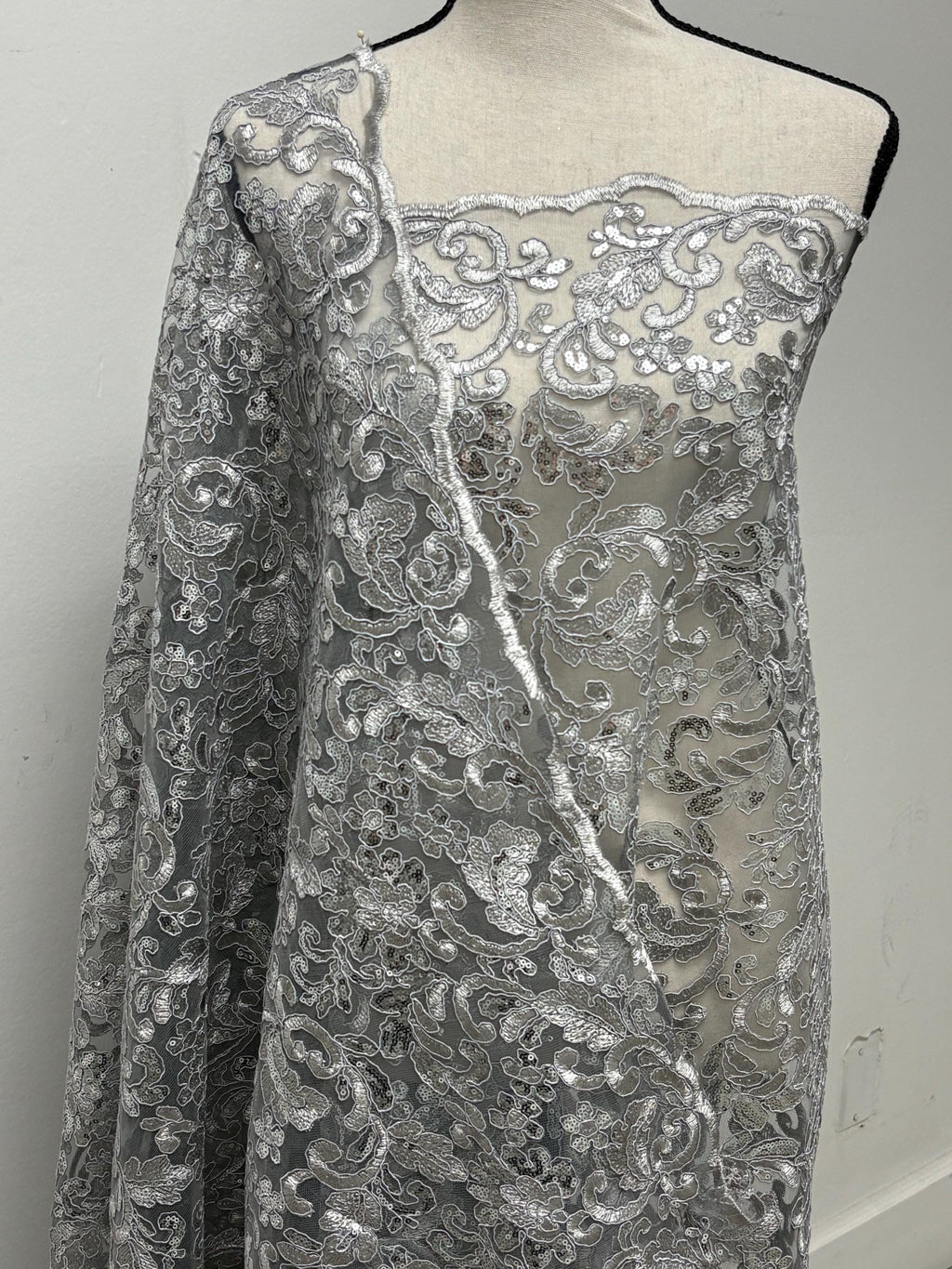 Lace fabric - Gray - 49" Width - Design: 5386 BNG