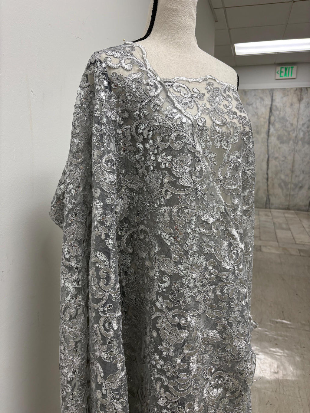 Lace fabric - Gray - 49" Width - Design: 5386 BNG