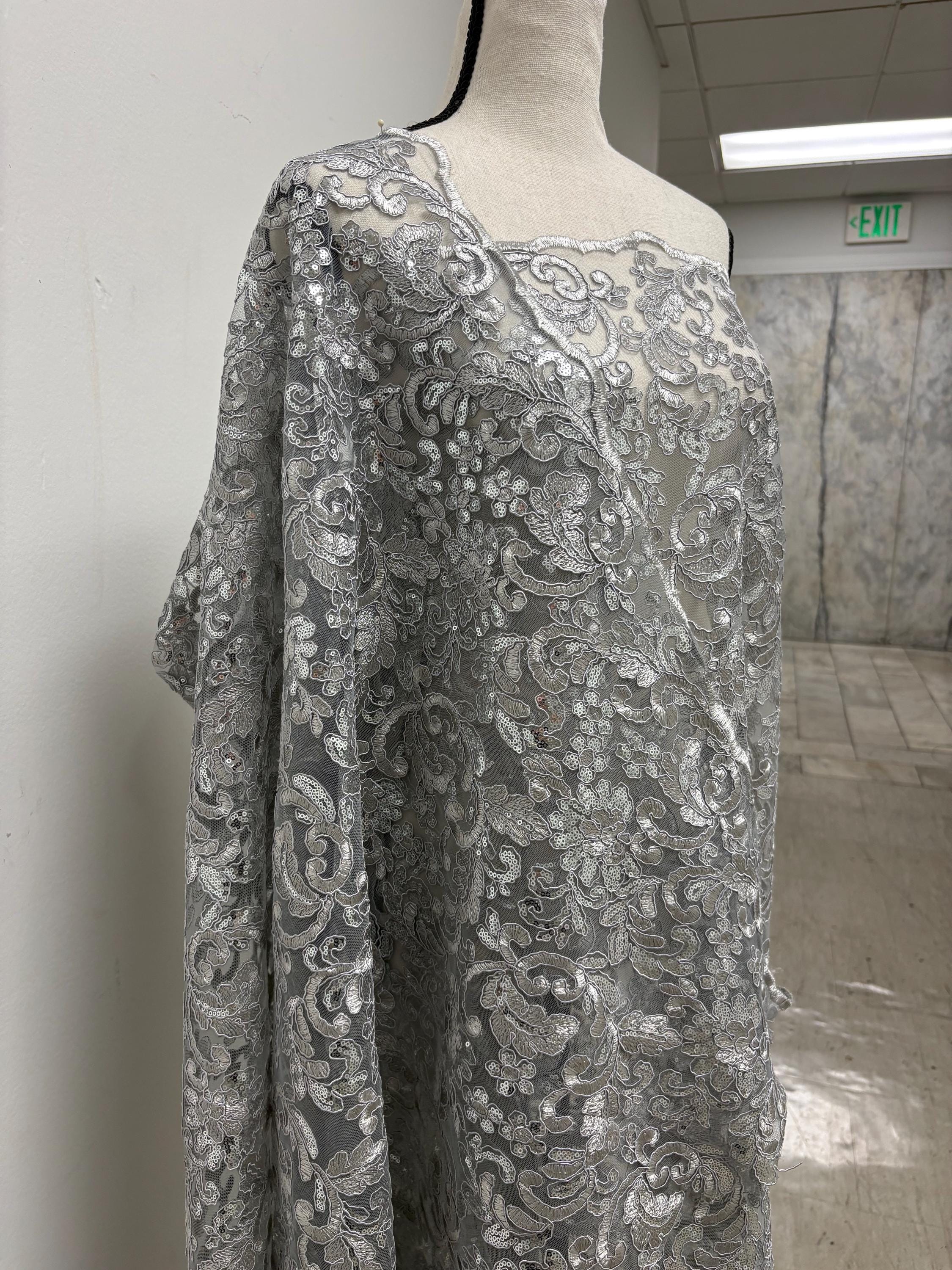 Lace fabric - Gray - 49" Width - Design: 5386 BNG