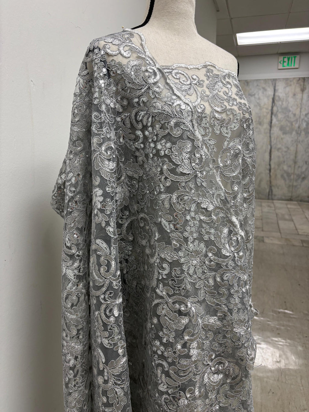 Lace fabric - Gray - 49" Width - Design: 5386 BNG