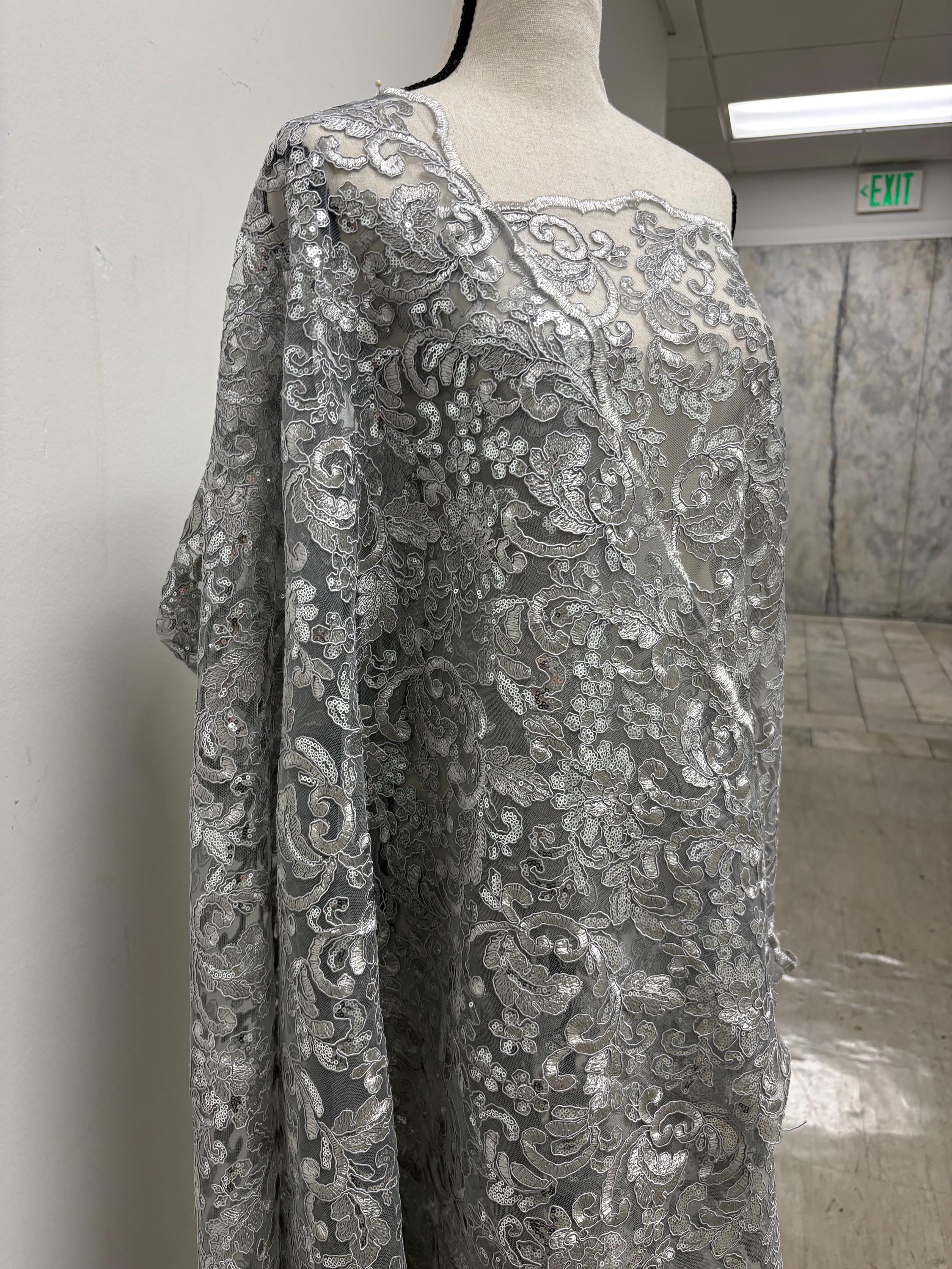 Lace fabric - Gray - 49" Width - Design: 5386 BNG