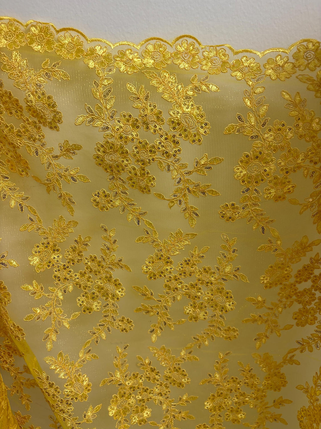 Lace fabric - Yellow - 49" Width - Design: Bloom 6