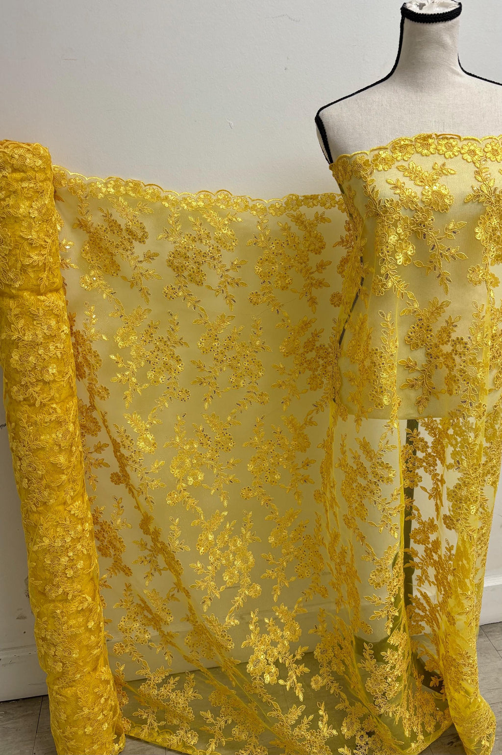 Lace fabric - Yellow - 49" Width - Design: Bloom 6