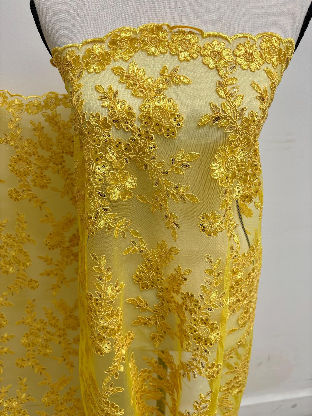 Lace fabric - Yellow - 49" Width - Design: Bloom 6