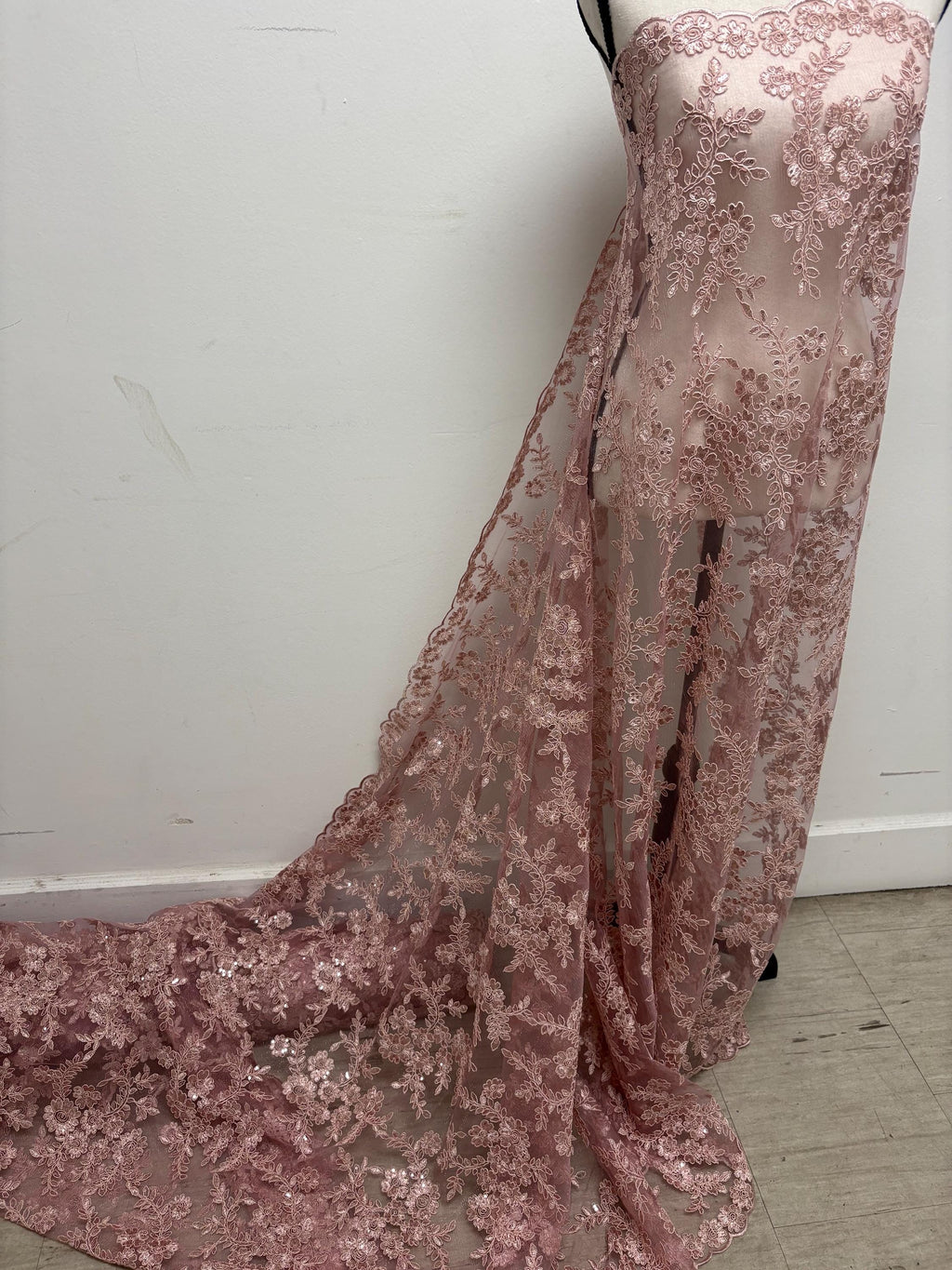 Lace fabric - Mauve - 49" Width - Design: Bloom 6