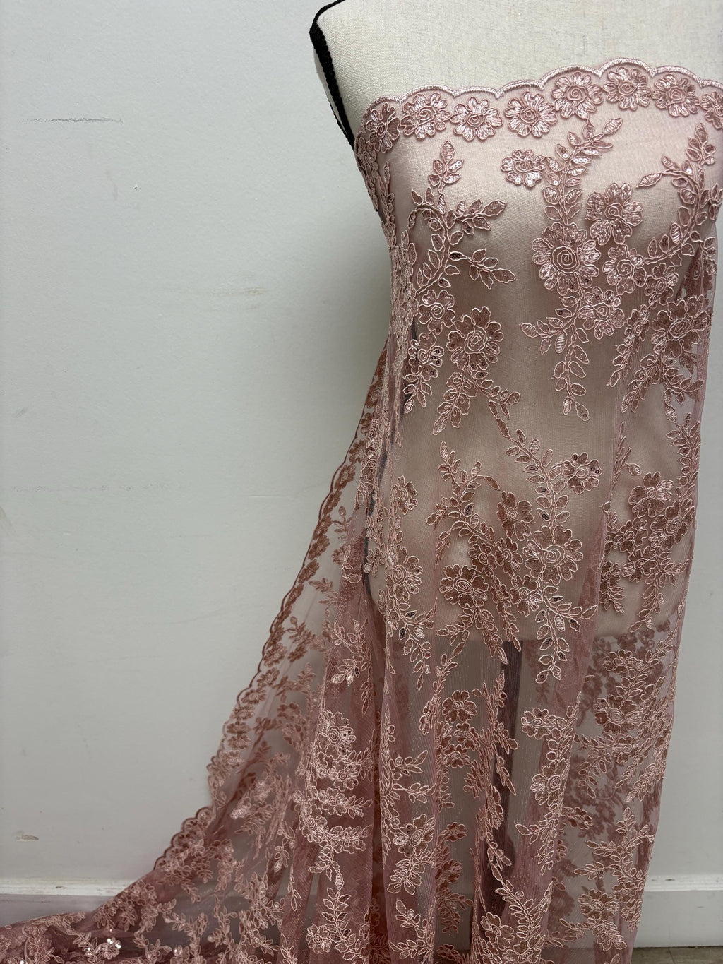 Lace fabric - Mauve - 49" Width - Design: Bloom 6
