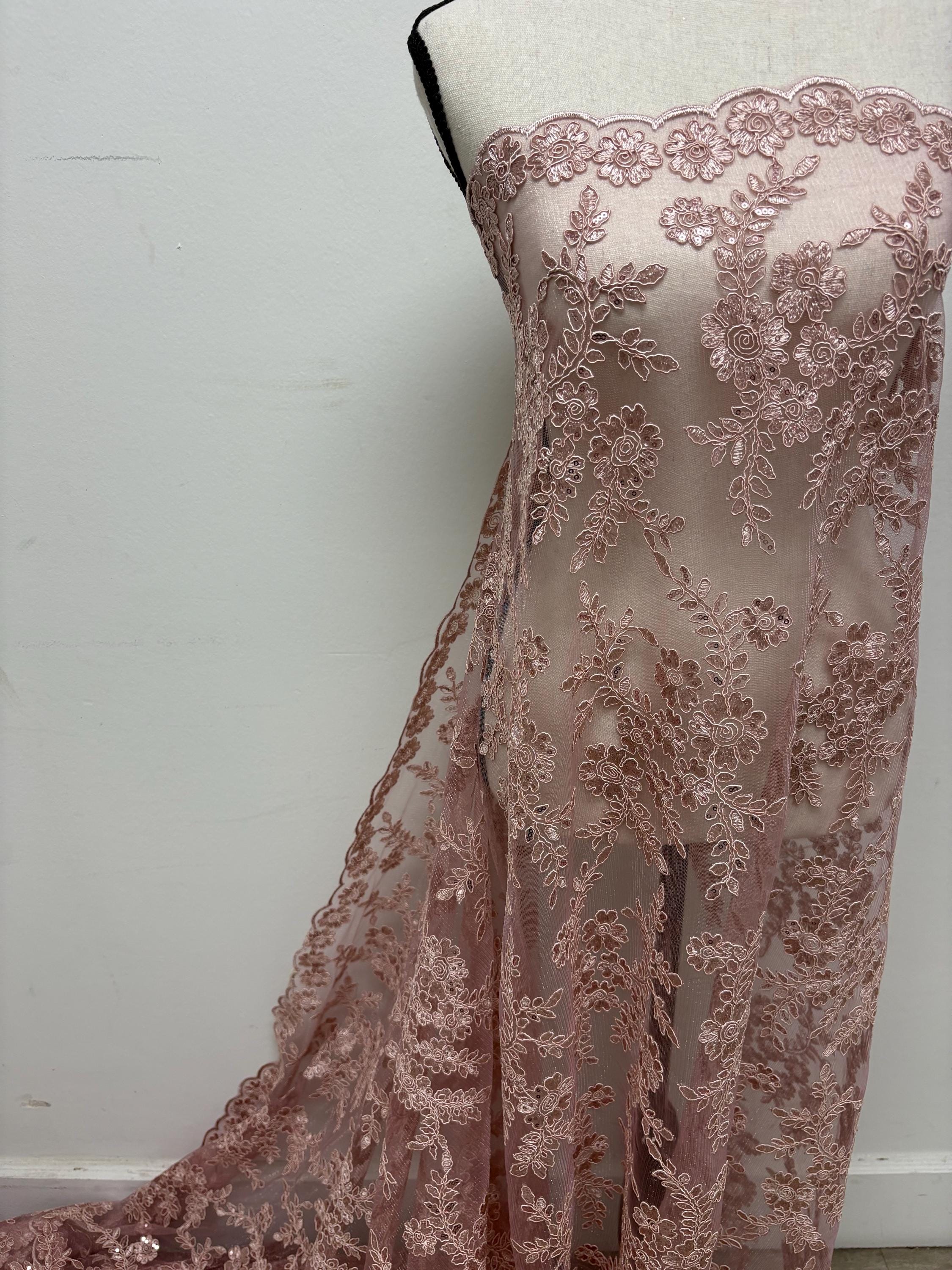 Lace fabric - Mauve - 49" Width - Design: Bloom 6