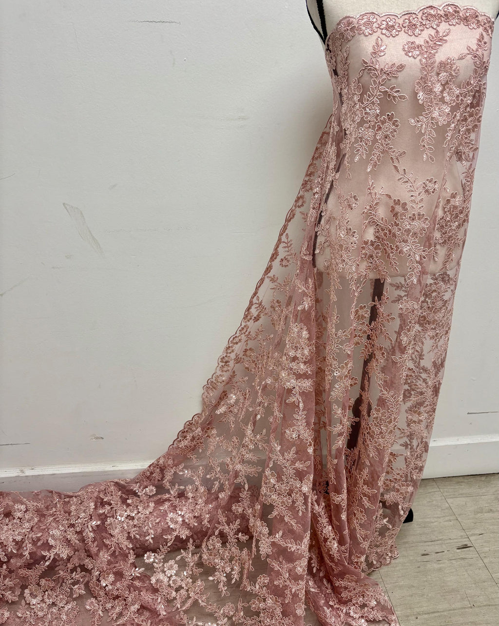 Lace fabric - Mauve - 49" Width - Design: Bloom 6