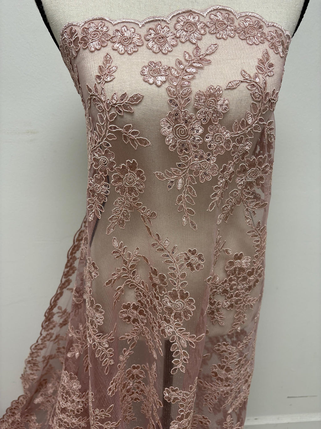 Lace fabric - Mauve - 49" Width - Design: Bloom 6
