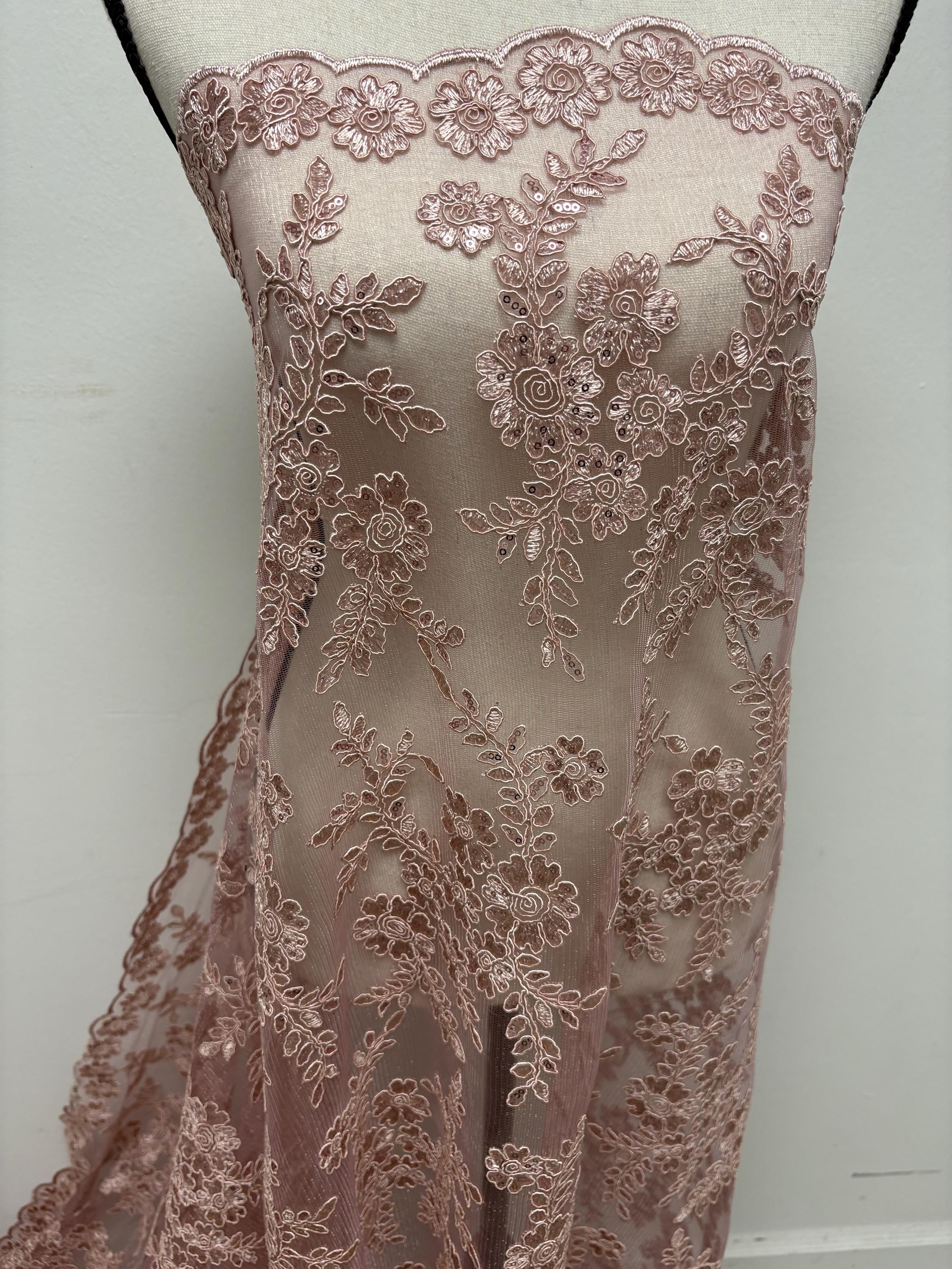 Lace fabric - Mauve - 49" Width - Design: Bloom 6