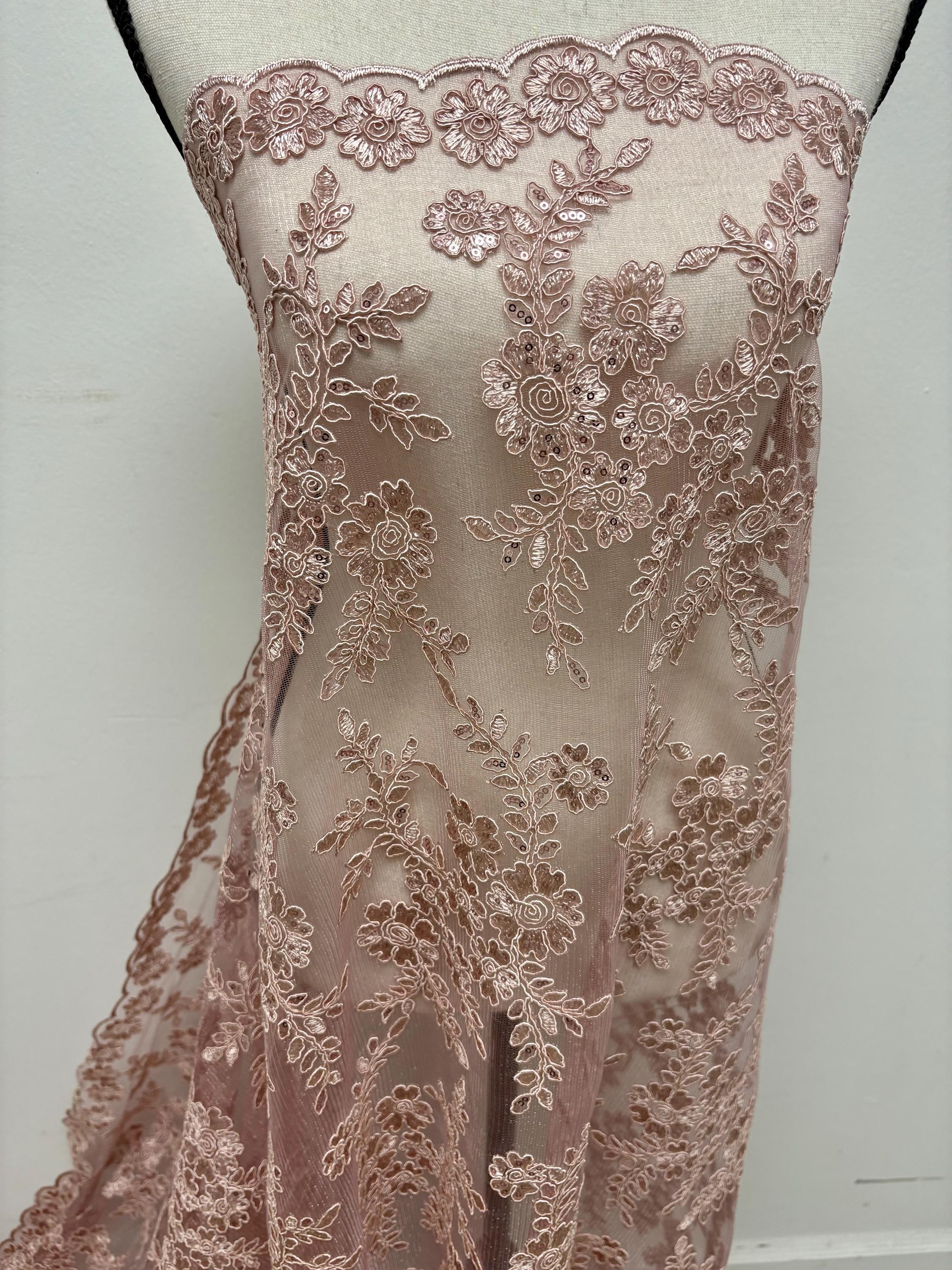 Lace fabric - Mauve - 49" Width - Design: Bloom 6