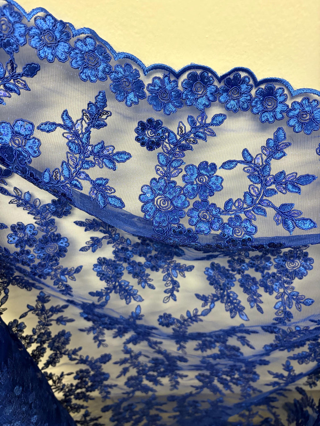 Lace fabric - Royal - 49" Width - Design: Bloom 6