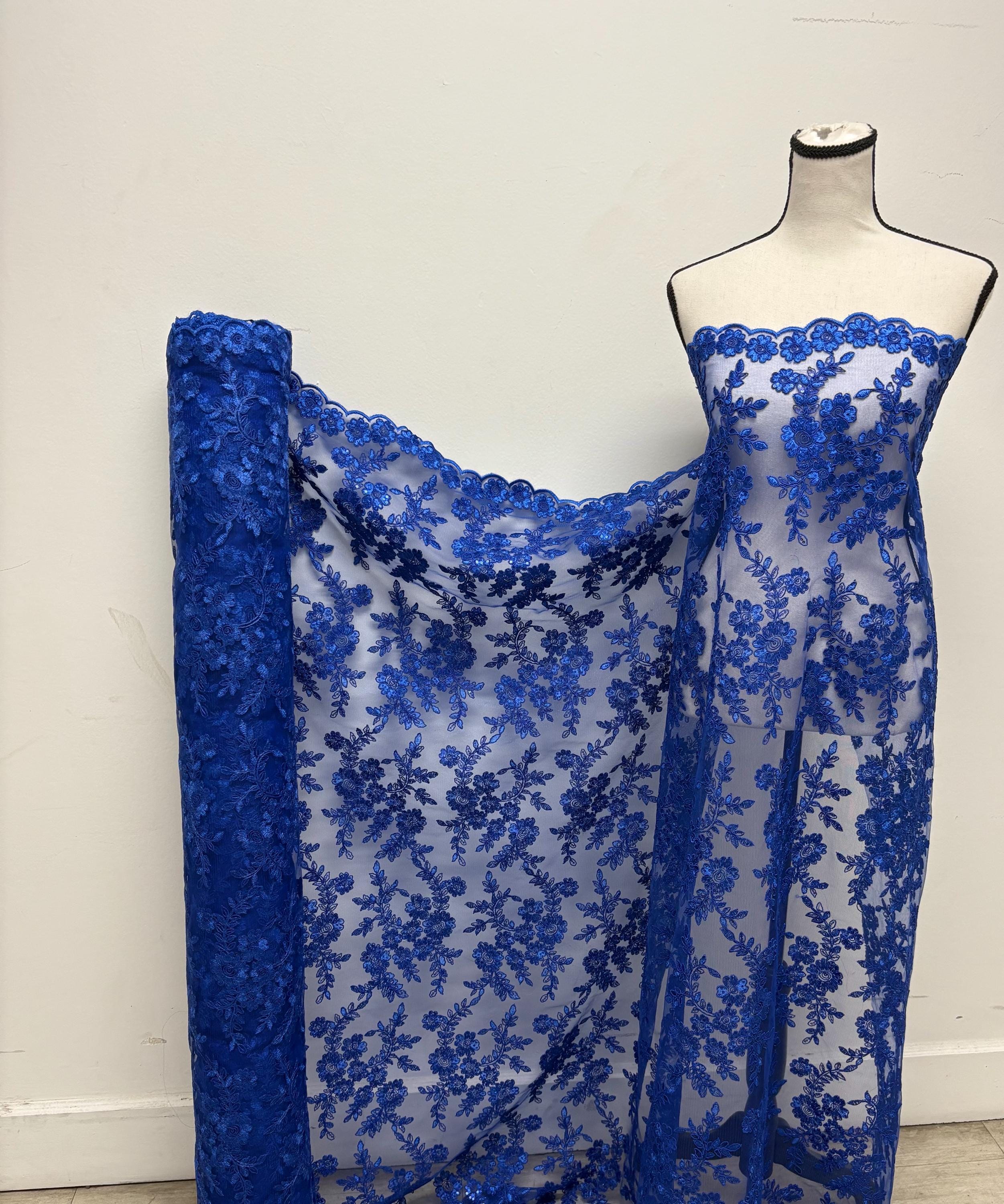 Lace fabric - Royal - 49" Width - Design: Bloom 6
