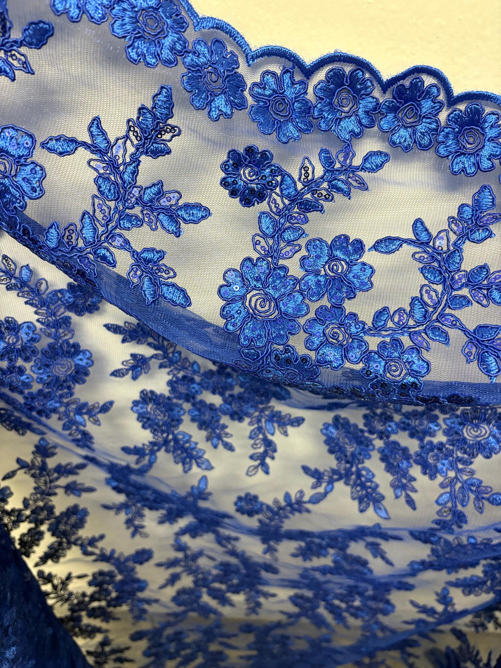 Lace fabric - Royal - 49" Width - Design: Bloom 6