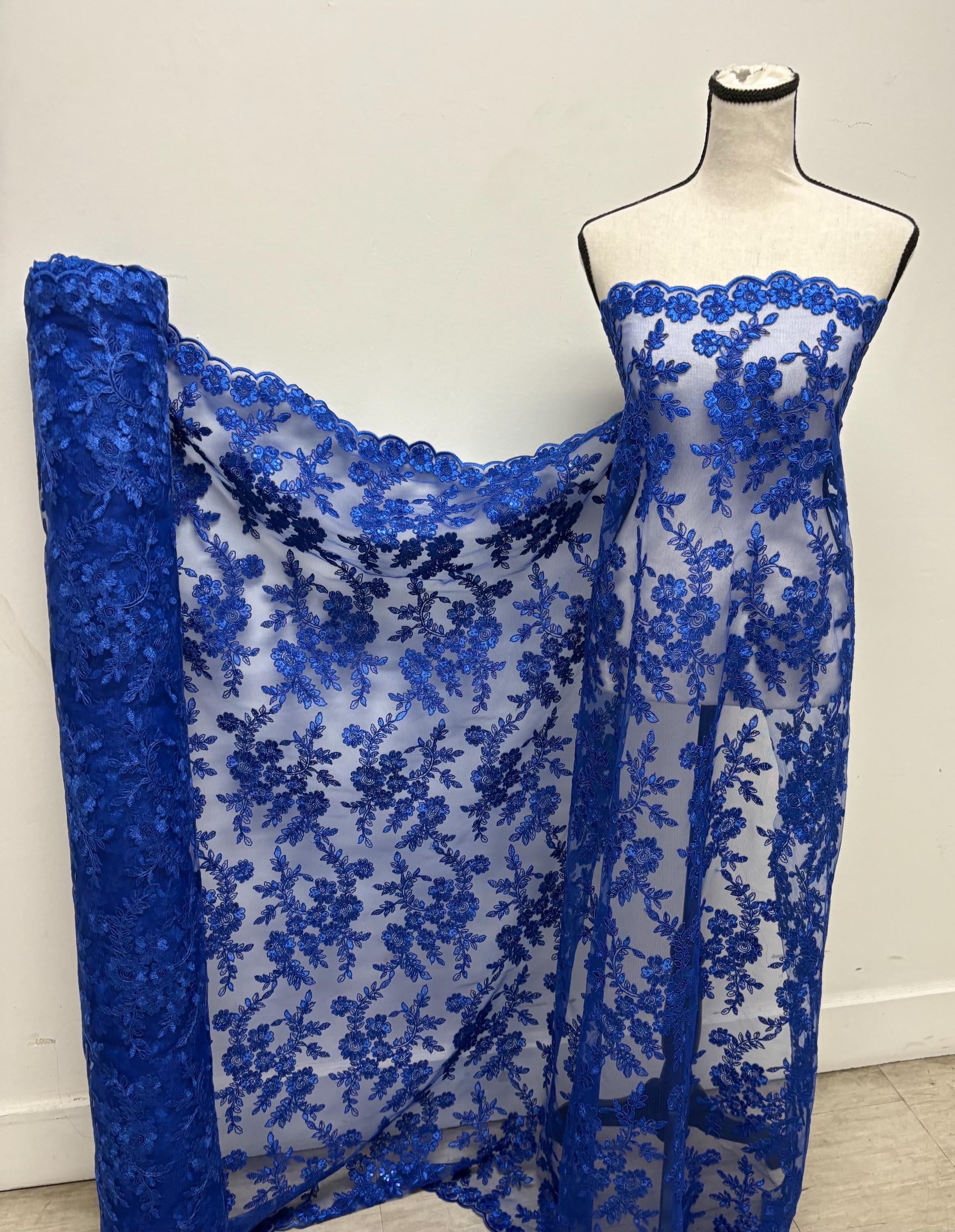 Lace fabric - Royal - 49" Width - Design: Bloom 6