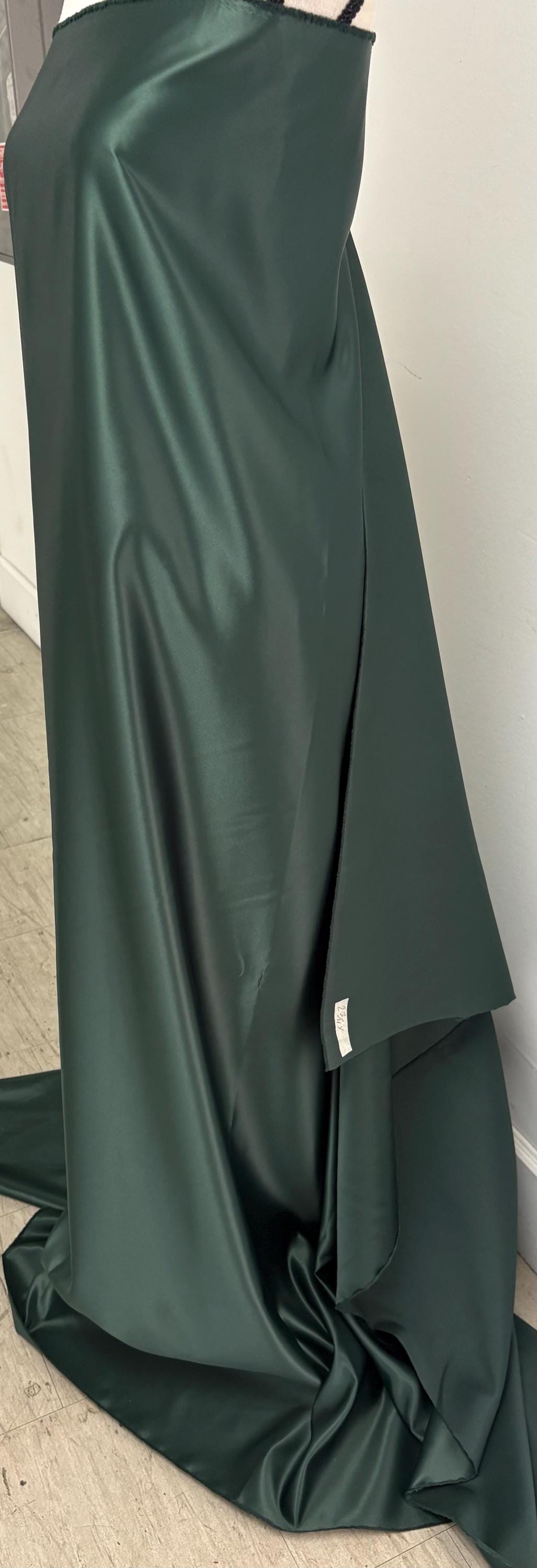 2.75 Yards Dull Bridal satin fabric - Hunter Green - 58" Width