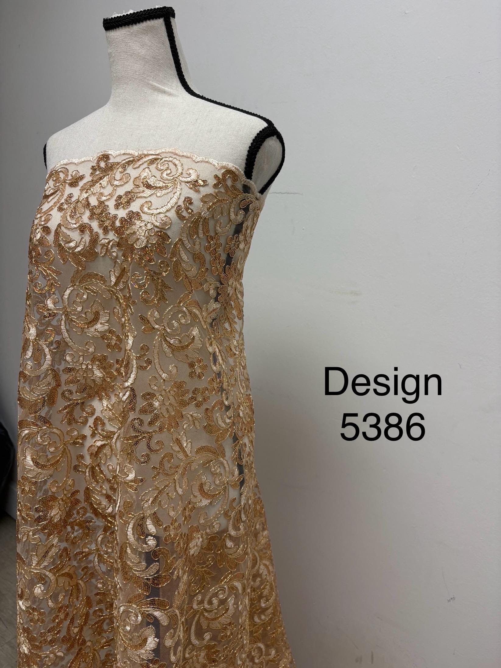 Lace fabric - Gold champagne - 49" Width - Design: 5386 BNG
