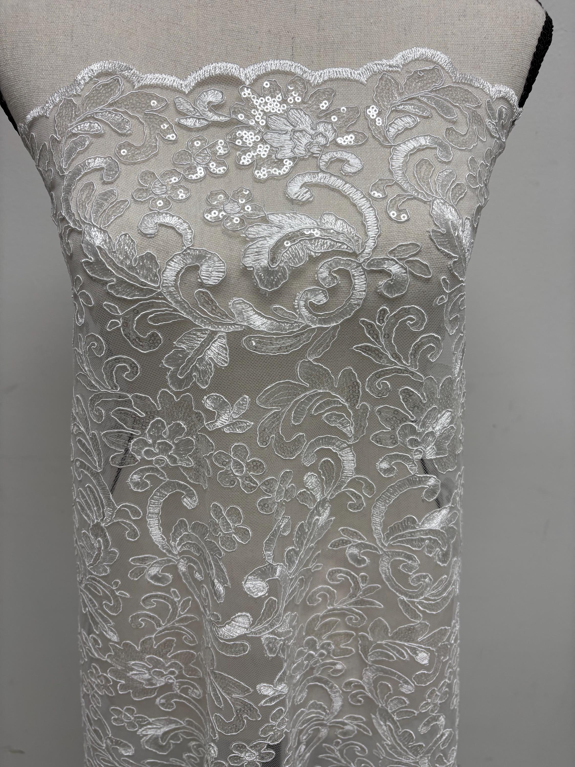 Lace fabric - White - 49" Width - Design: 5386 BNG