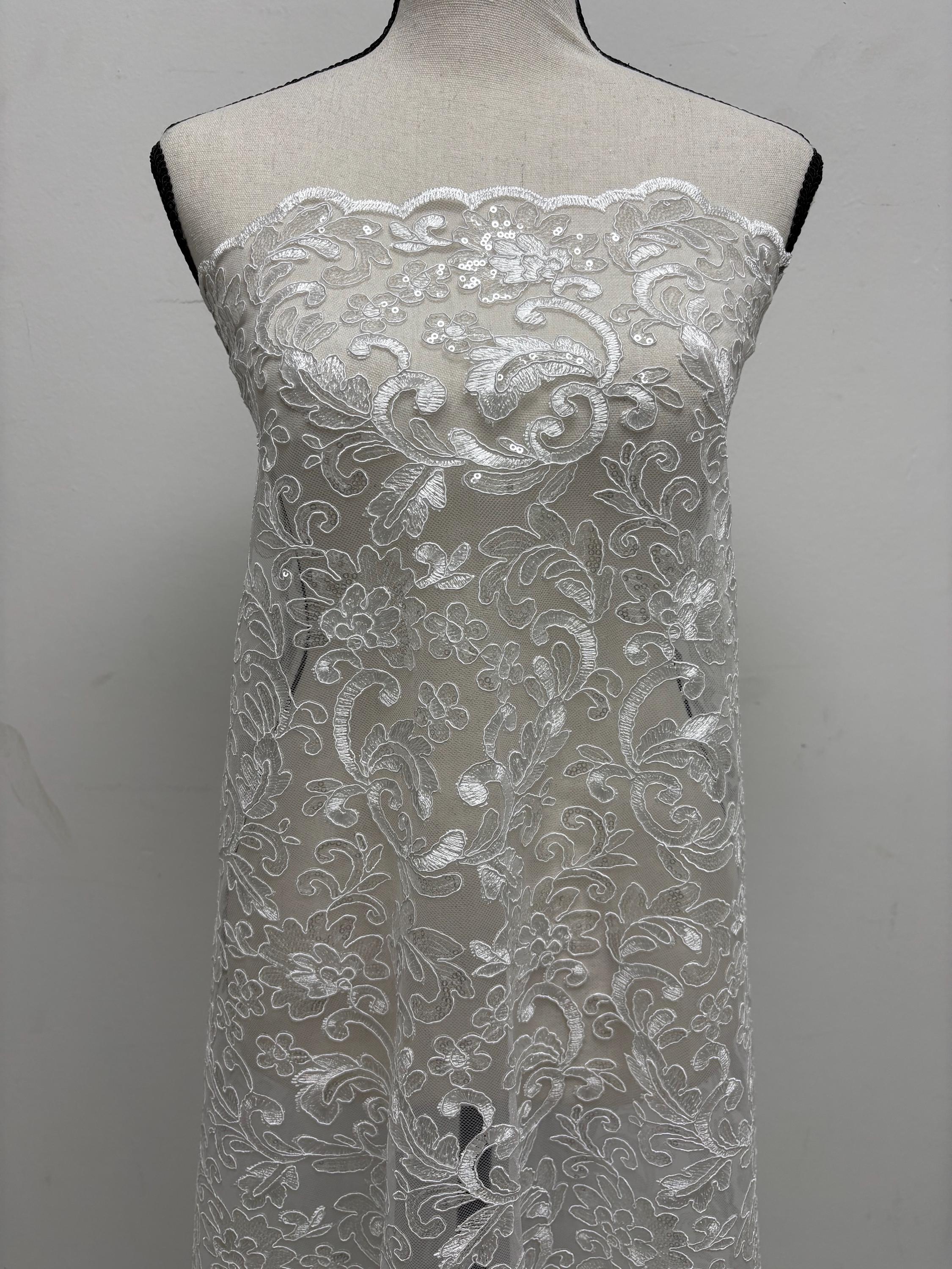 Lace fabric - White - 49" Width - Design: 5386 BNG