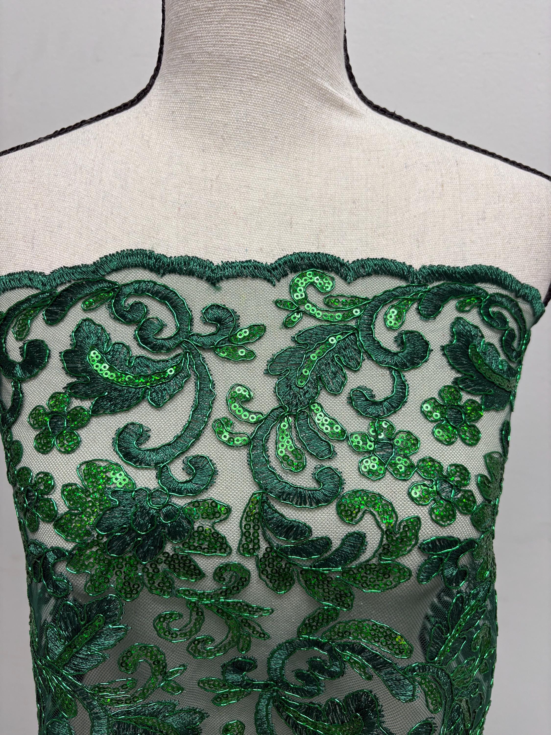 Lace fabric - Hunter Green - 49" Width - Design: 5386 BNG